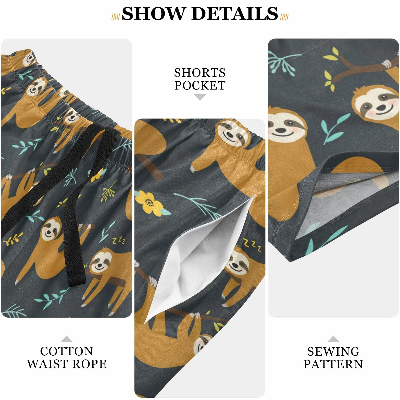Ollabaky Pantalones cortos de pijama para hombre, pantalones cortos para dormir, pantalones de pijama con bolsillo