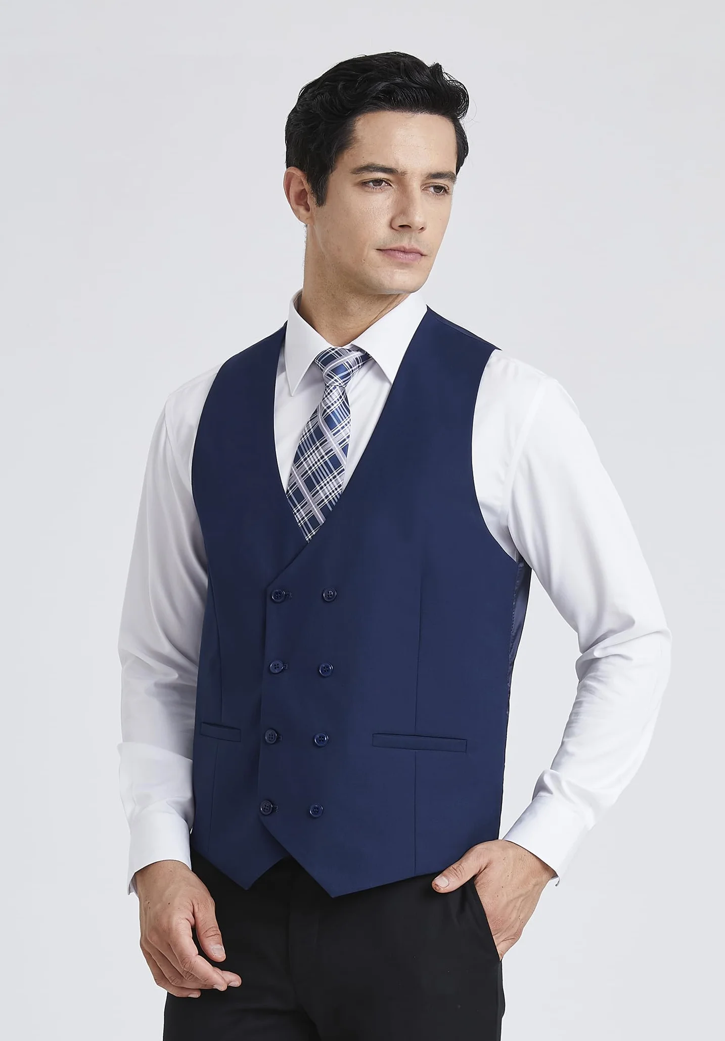 Enlision Chaleco de hombre de Doble Botonadura con Cuello en V Slim Fit Traje Chaleco Casual Formal Business Vestido Chaleco