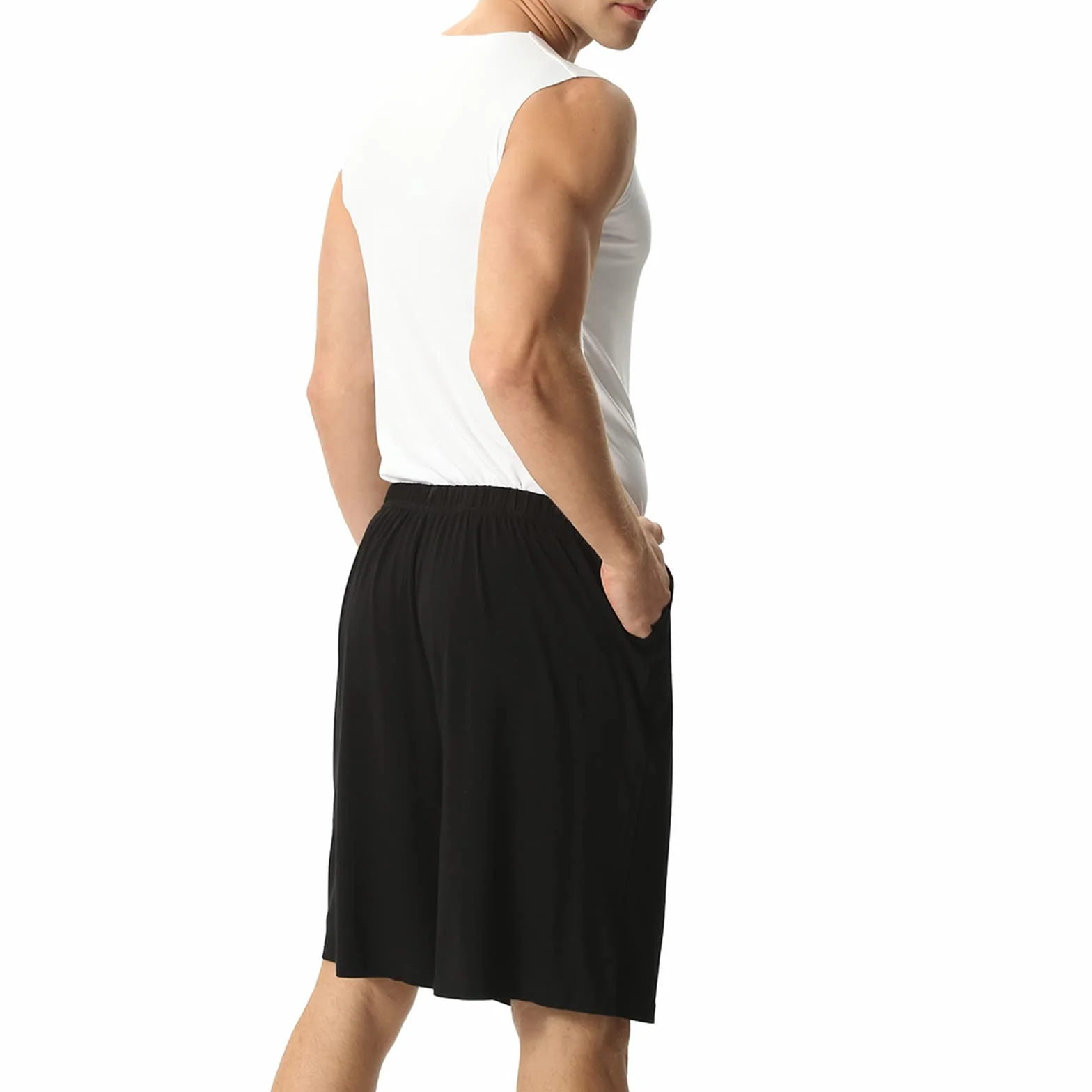 amropi Pantalones Cortos de Pijama para Hombre Cintura Elástica Shorts Deportivos con Bolsillos M-8XL