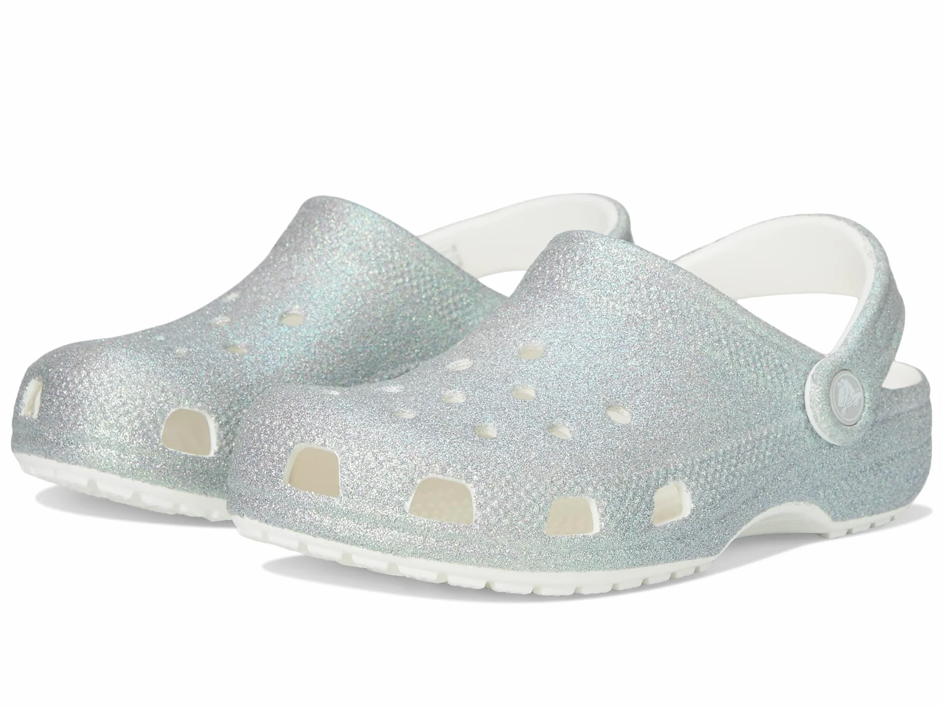 Crocs Classic Iridescent Glitter Cgk, Zuecos Unisex niños, Blanco, 34/35 EU