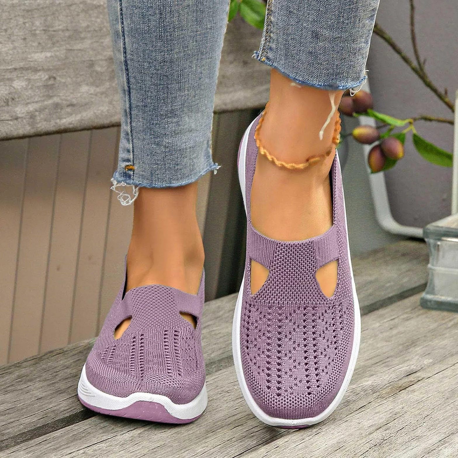 Zapatillas Ortopedicas Mujer Verano Zapatillas sin Cordones para Caminar Comodos y Ligeros Sandalias Malla Transpirables y Antideslizantes Zapatos Deportivas Entrenamiento