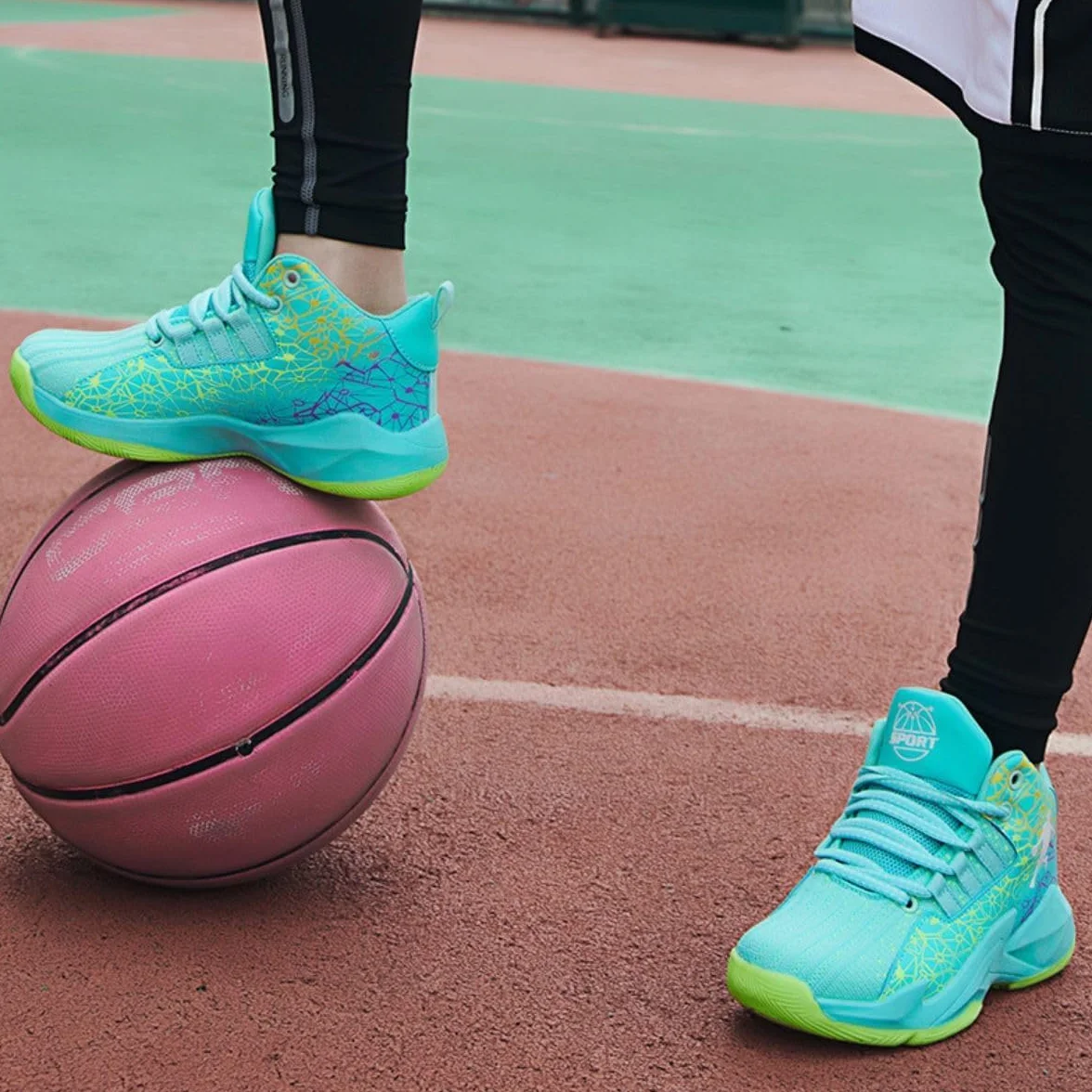 Zapatillas de Baloncesto para Niños Moda Calzado de Baloncesto para Niño Aire Libre Deportivas Fitness Antideslizantes para Correr Zapatos de Running (BBA-R16, 34EU)