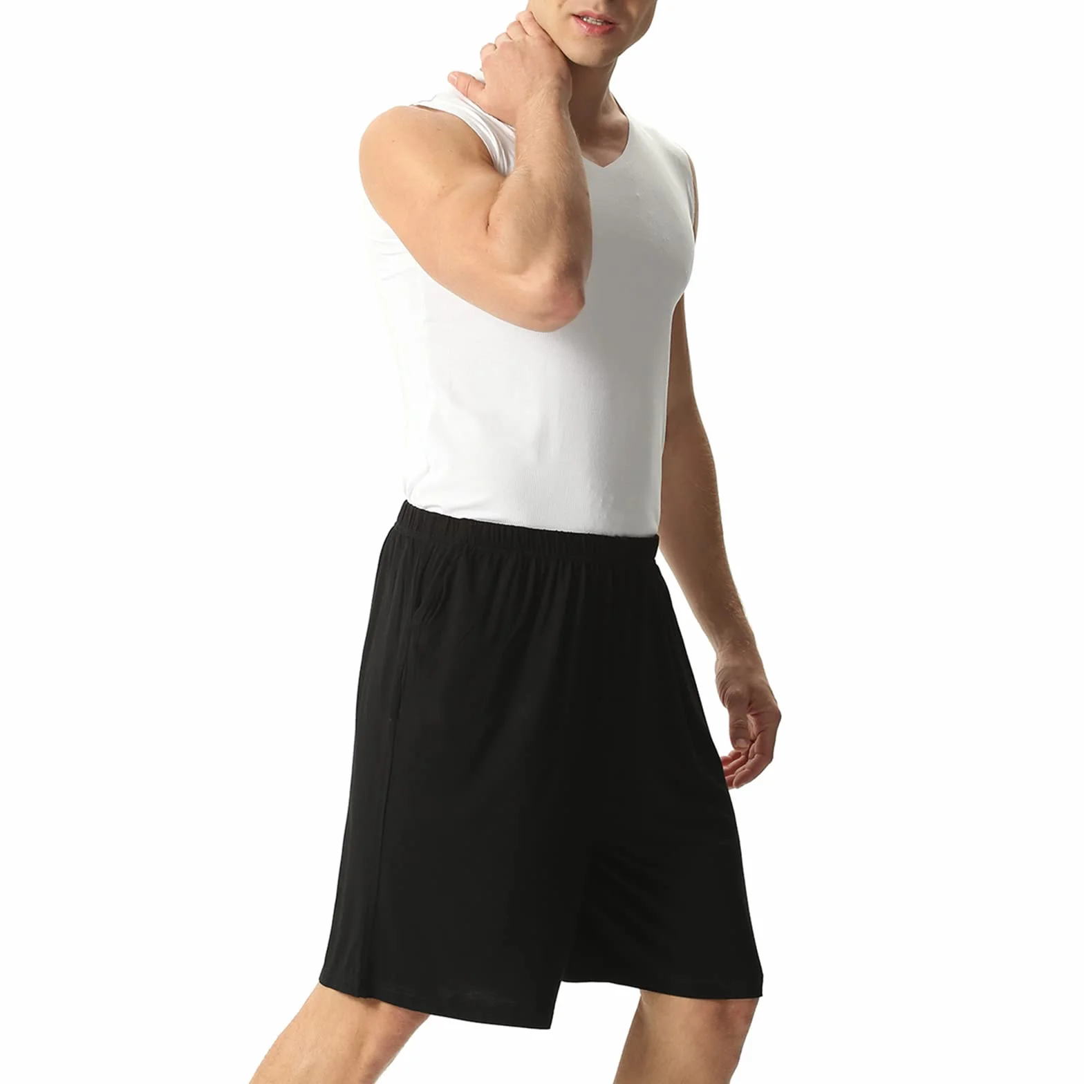 amropi Pantalones Cortos de Pijama para Hombre Cintura Elástica Shorts Deportivos con Bolsillos M-8XL