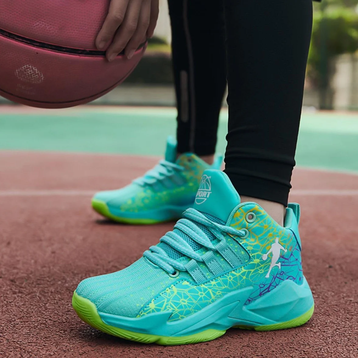 Zapatillas de Baloncesto para Niños Moda Calzado de Baloncesto para Niño Aire Libre Deportivas Fitness Antideslizantes para Correr Zapatos de Running (BBA-R16, 34EU)