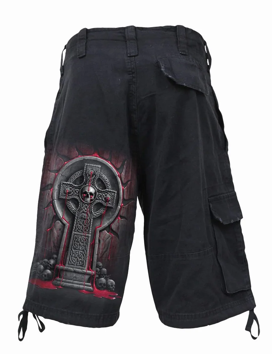 Spiral Bleeding Souls Hombre Pantalones Cortos Negro Ancho