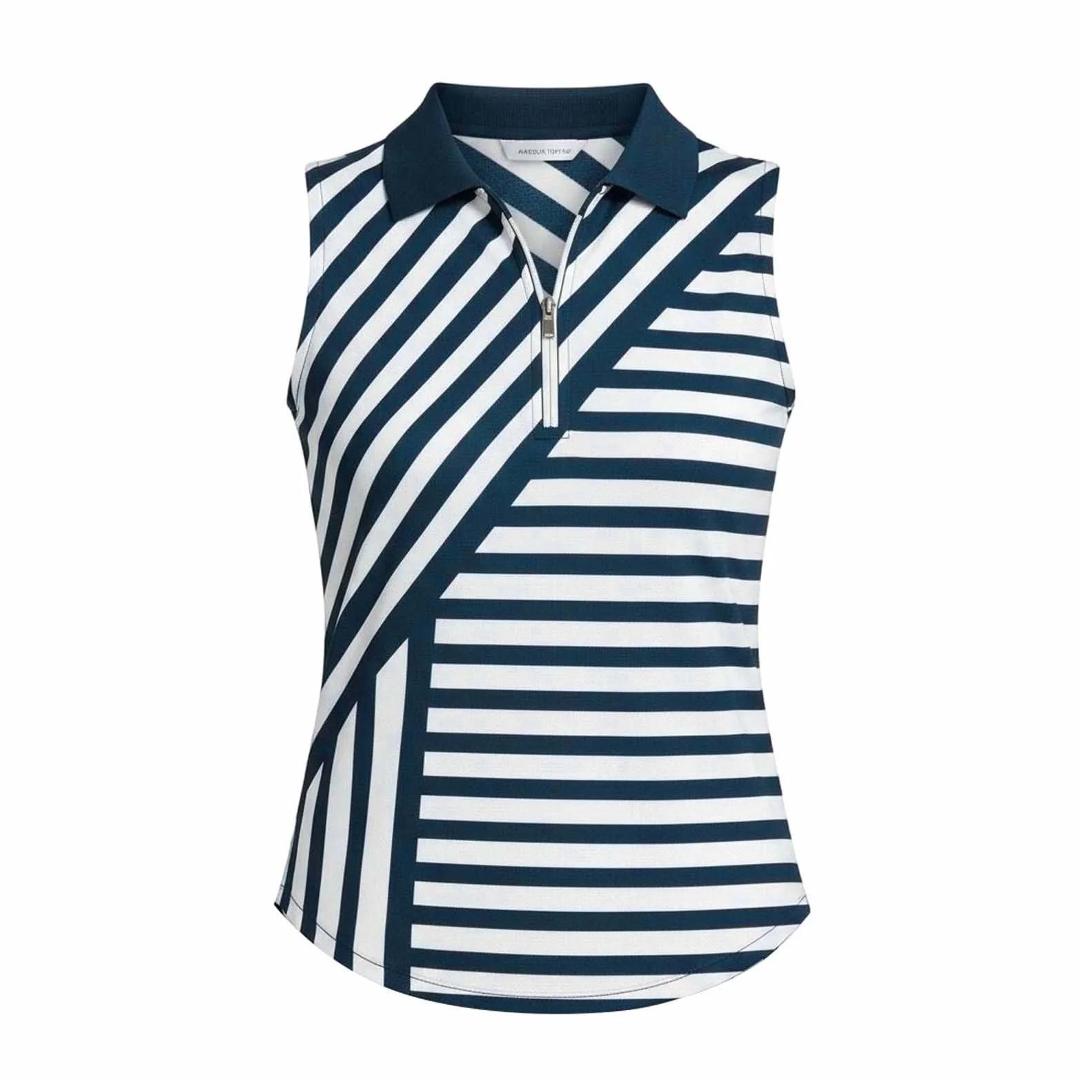 Camiseta de golf a rayas para mujer, sin mangas, polo de tenis, transpirable, con cremallera 1/4, chaleco deportivo, de secado rápido, camiseta de golf, sin mangas