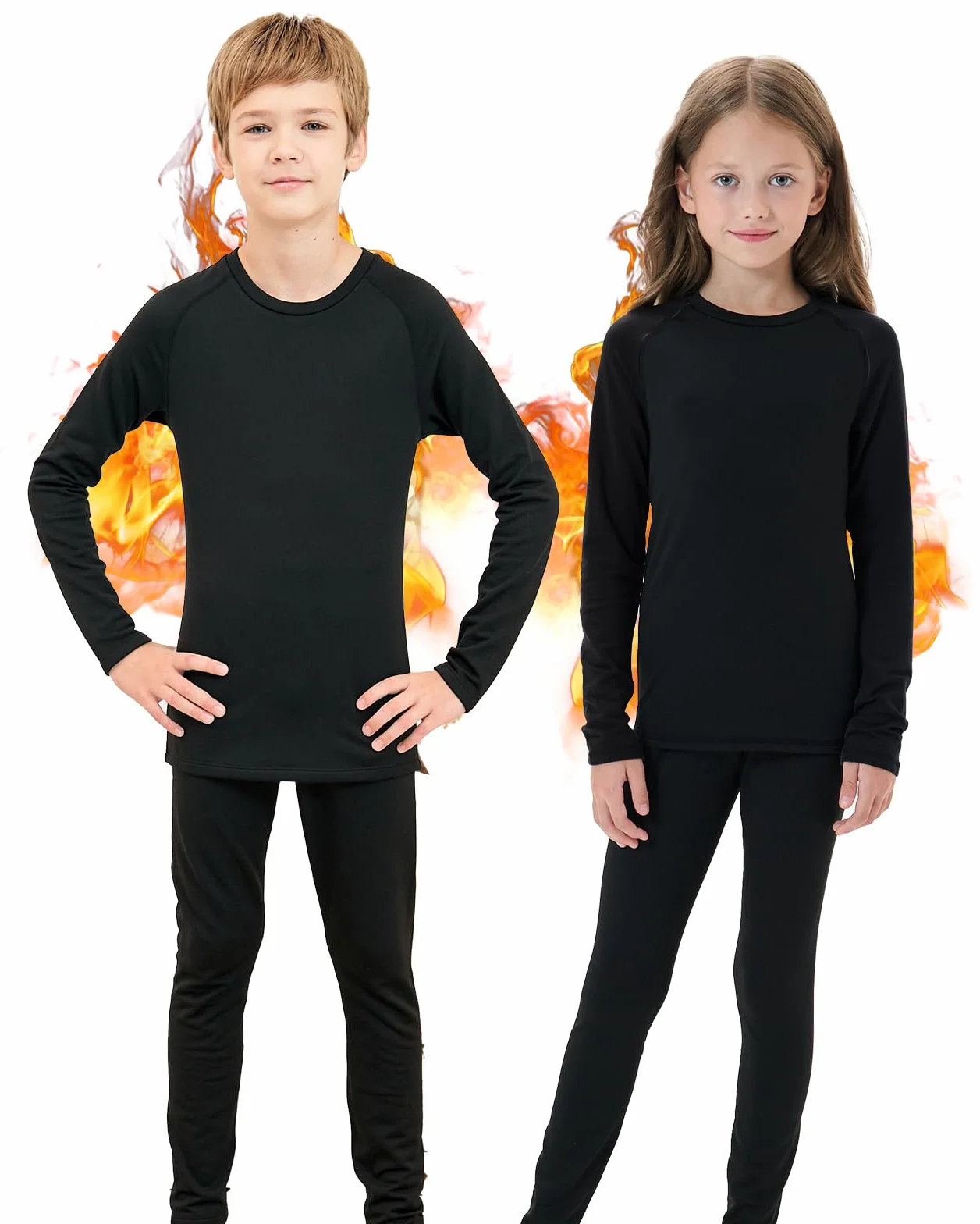 Homord Ropa Termica Niño y Niña, Conjuntos Ropa Interior Térmica Invierno Futbol - Transpirable Manga Larga Camiseta Termica y Pantalon,Termica Ropa Interior para esquí