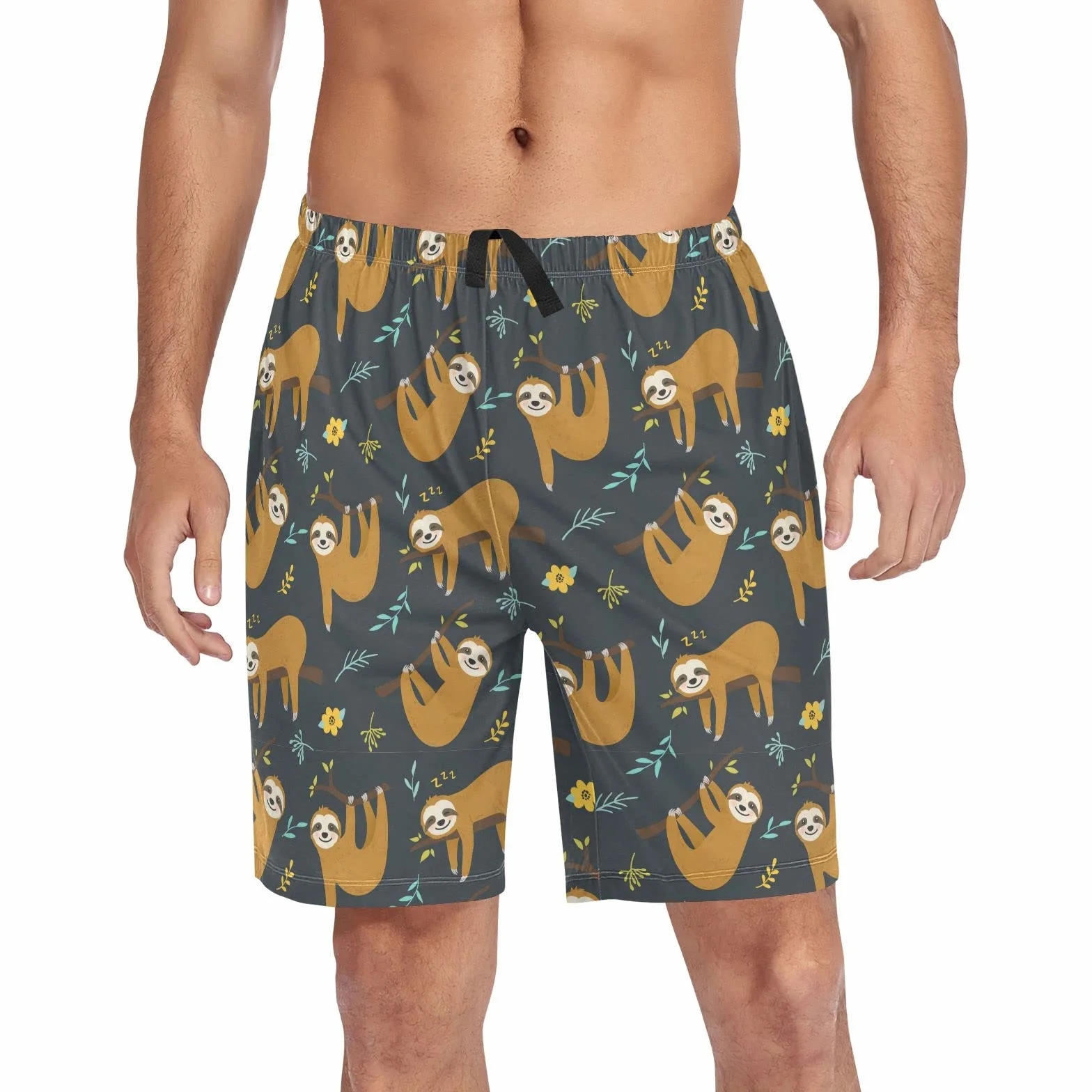 Ollabaky Pantalones cortos de pijama para hombre, pantalones cortos para dormir, pantalones de pijama con bolsillo