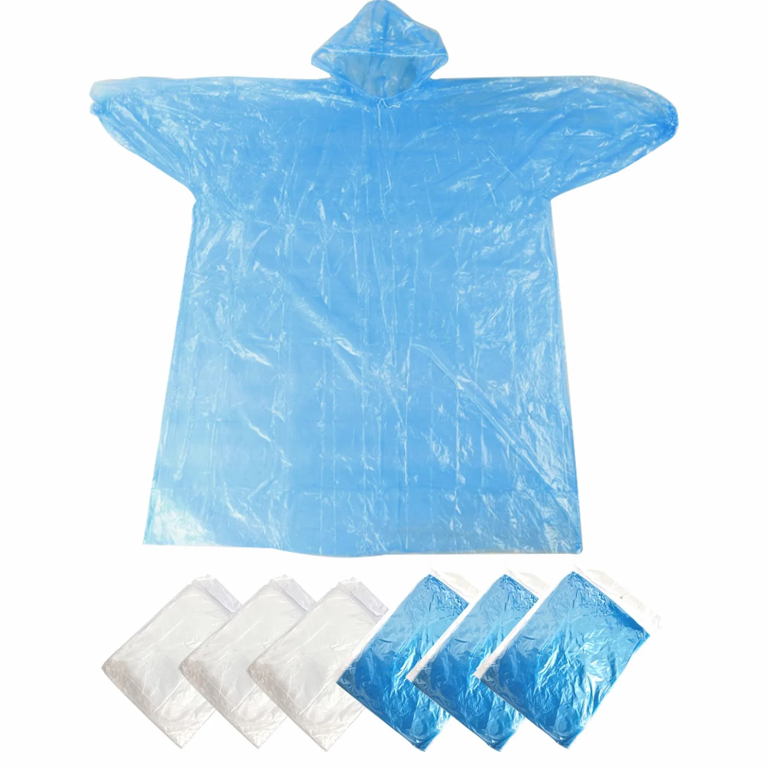 DKDDSSS Poncho Impermeable, 6 Impermeables Desechables, Poncho Lluvia Capucha y Mangas, Chubasquero Desechable para Senderismo y Acampada, Transparente