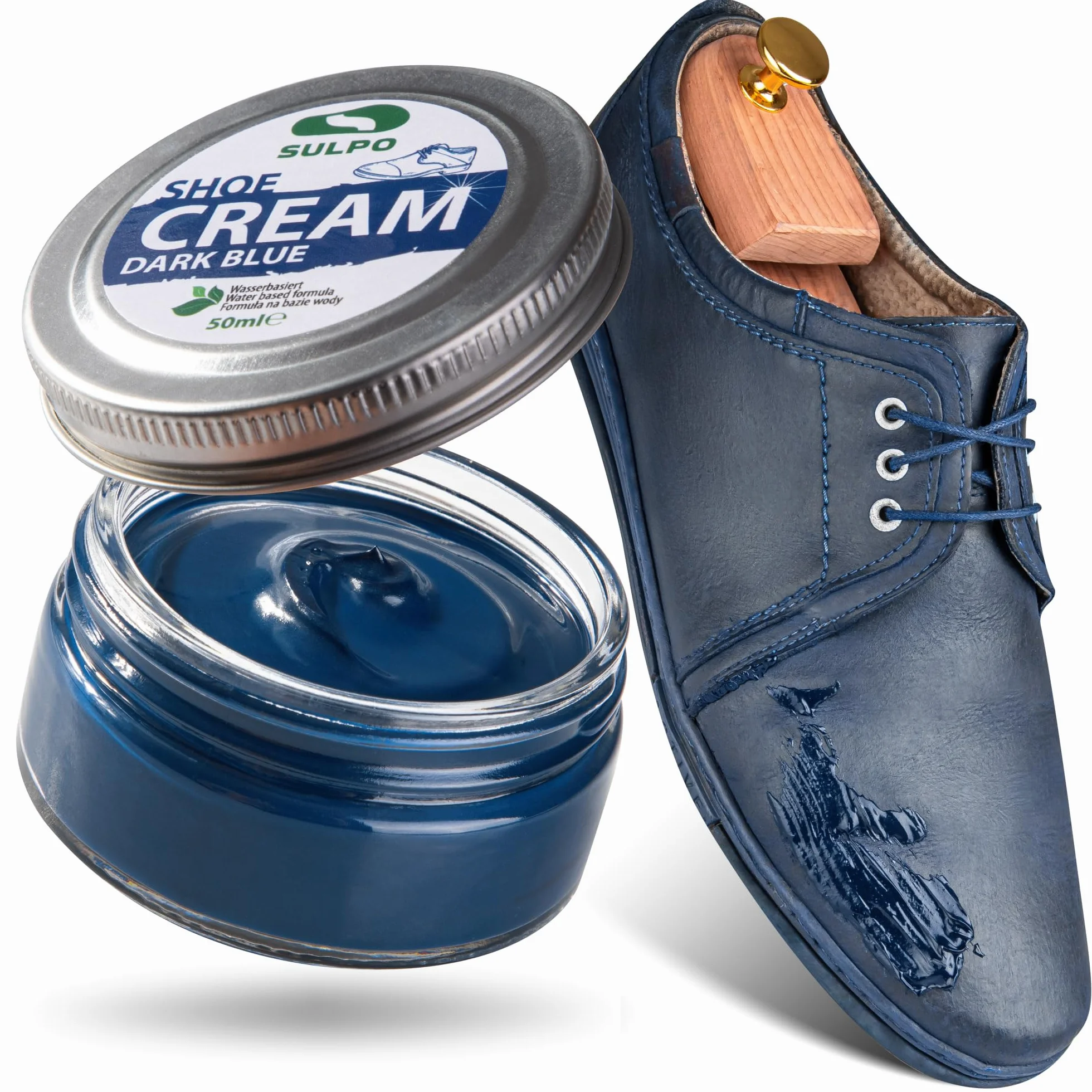 SULPO crema zapatos negro - betun para zapatos - crema zapatos cuero - con base de agua- acondicionador de cuero - crema limpiadora zapatillas - 50 ml