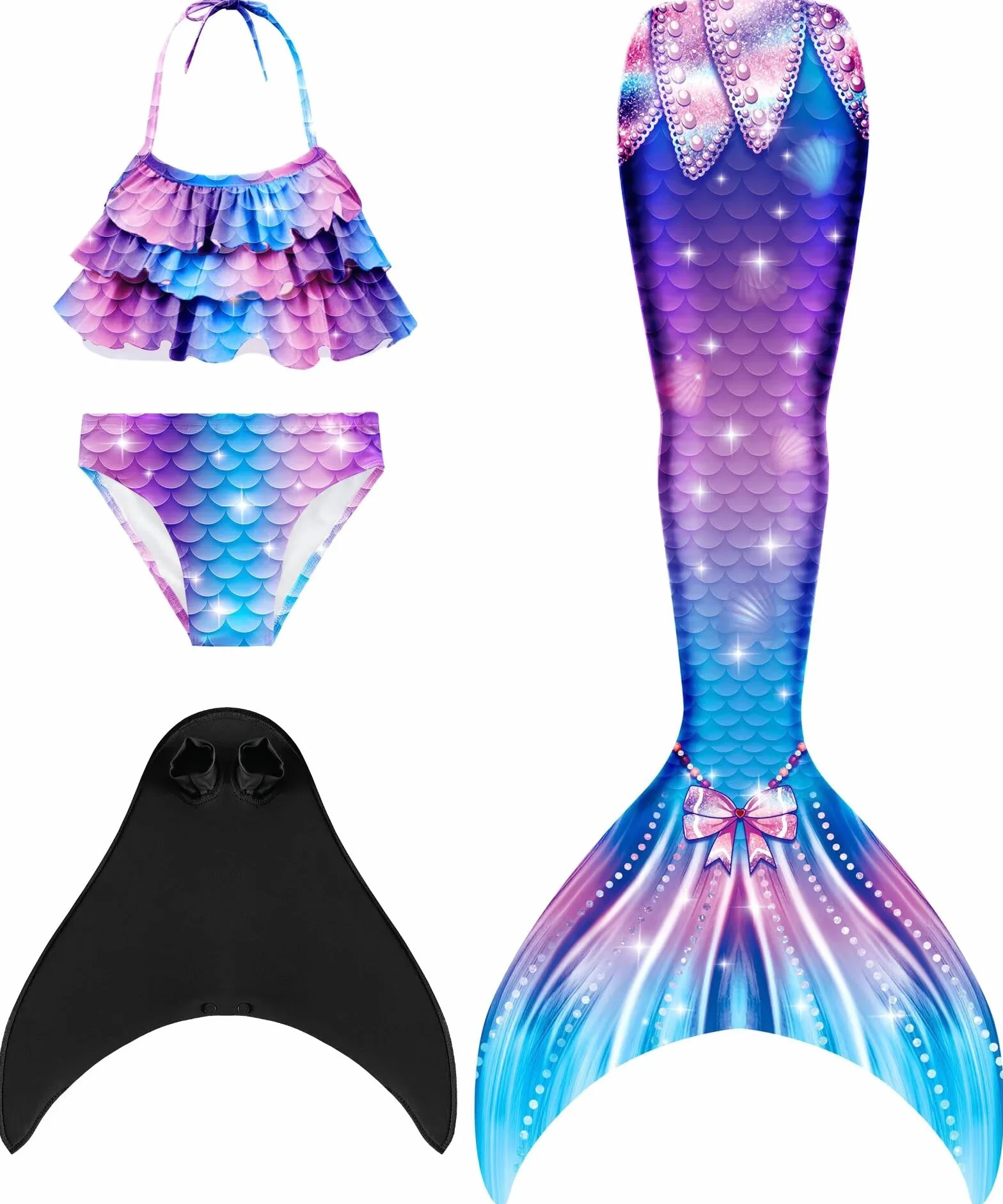 Bañador Mujer: Falda Sirena + Top Bikini + Braguita Bikini, Estampado Original