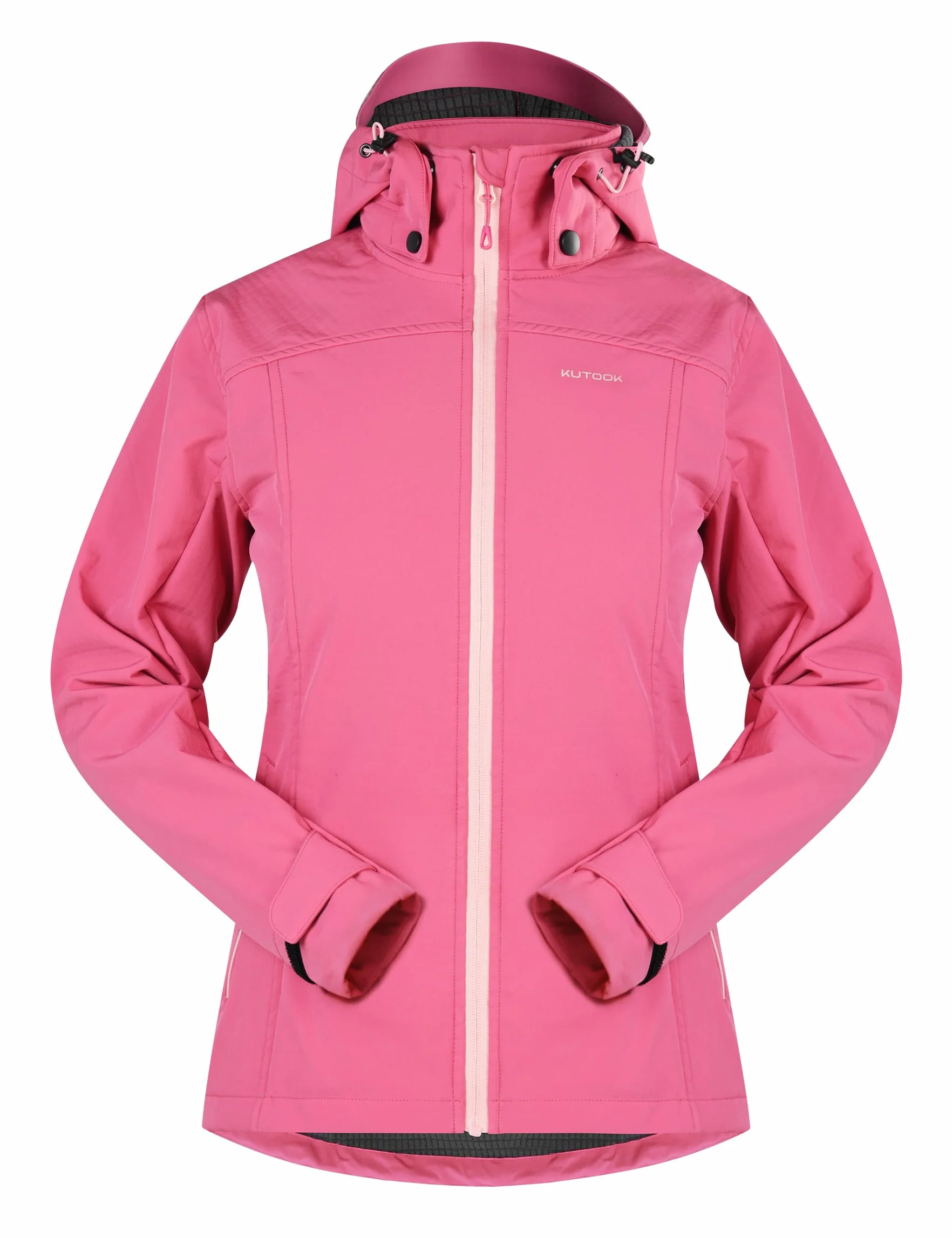KUTOOK Chaqueta Softshell Impermeable para Mujer Invierno Transpirable ligera desmontable Running Senderismo Esquí Ciclismo HC402
