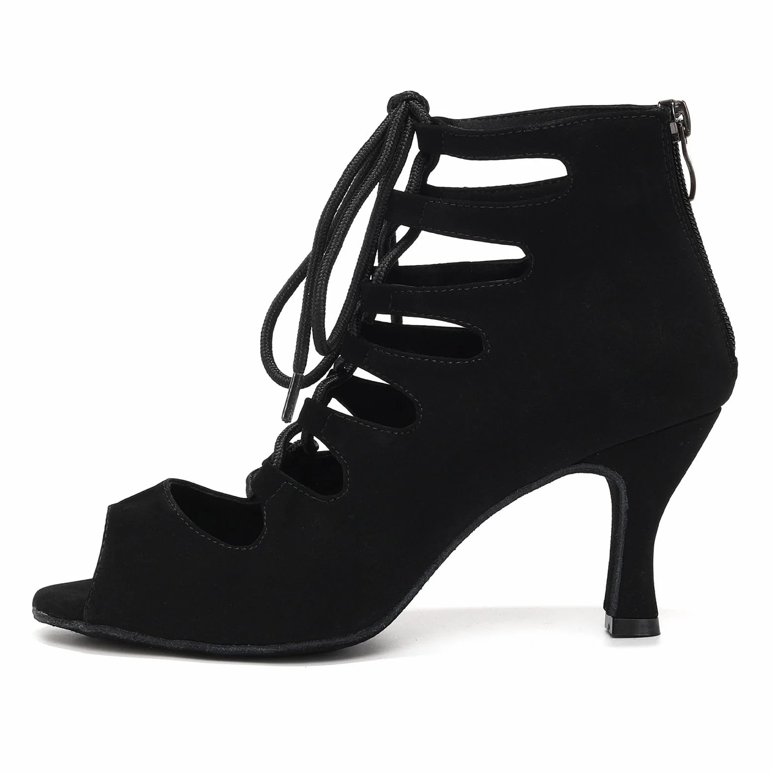 Botas de Baile Latino Mujer Botines Punta Abierta con Cordones Zapatos de Baile de Salon,Modelo YCL456