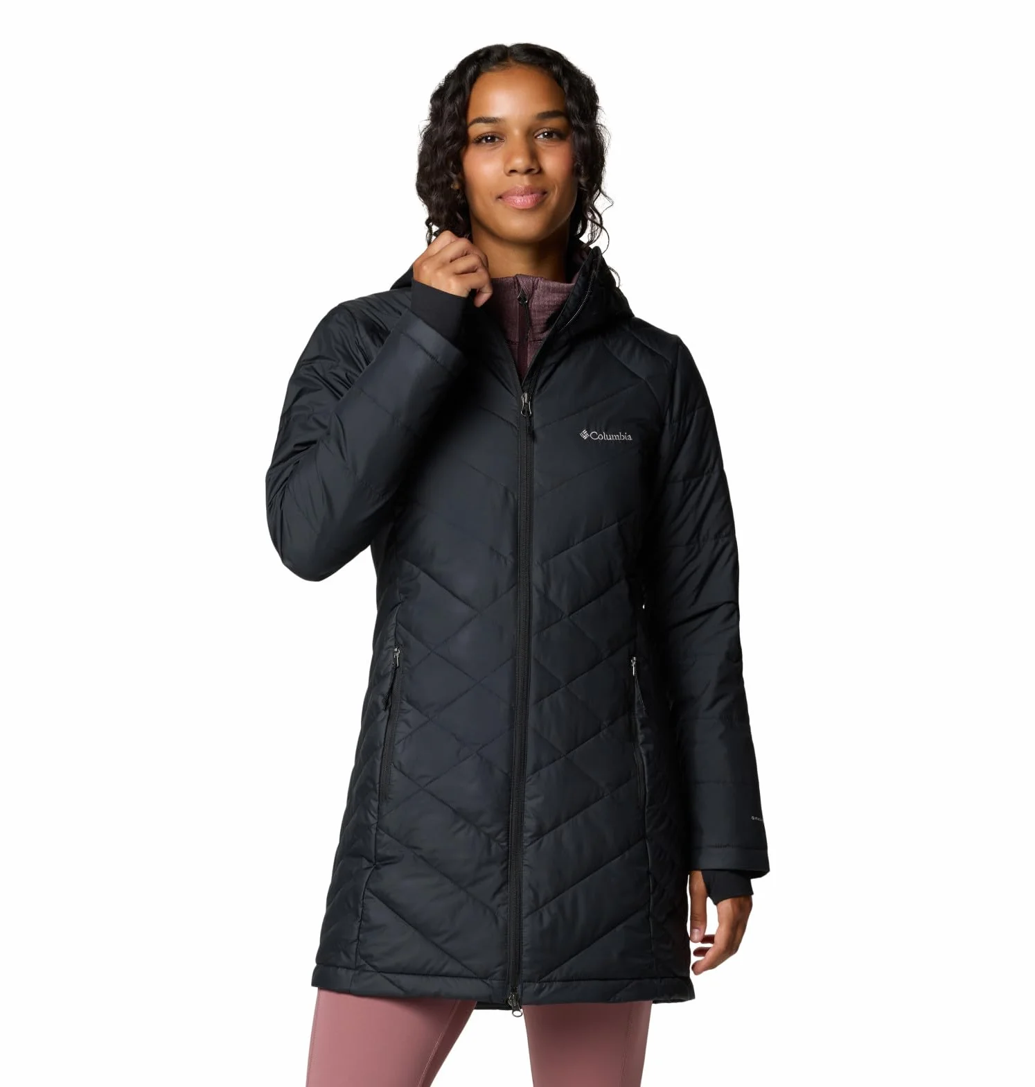 Columbia Heavenly Long Hooded Jacket, Chaqueta Acolchada Con Capucha para Mujer