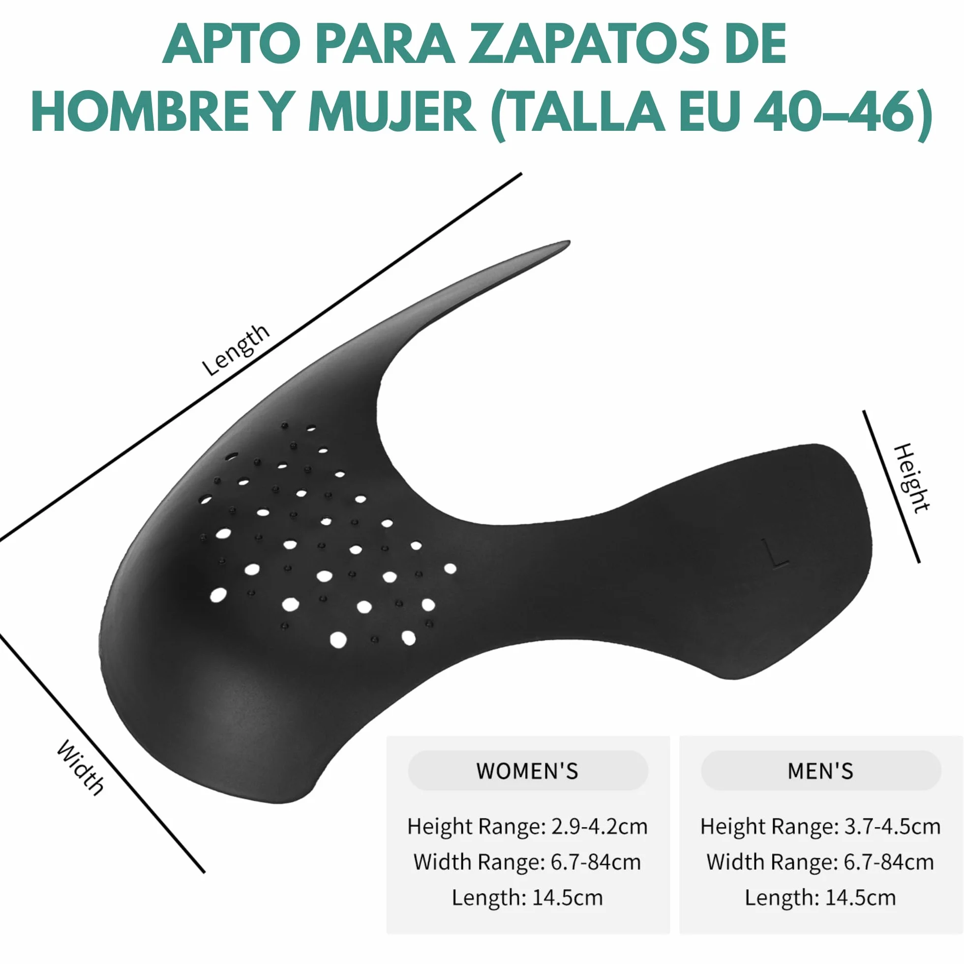 5 Pares Escudo de Zapatos Unisex EU 40-46, Protectores para Zapatillas de Deporte, Arrugas de Zapatos Antiarrugas, Prevenga Hendidura del Pliegue del Calzado Deportivo, negro
