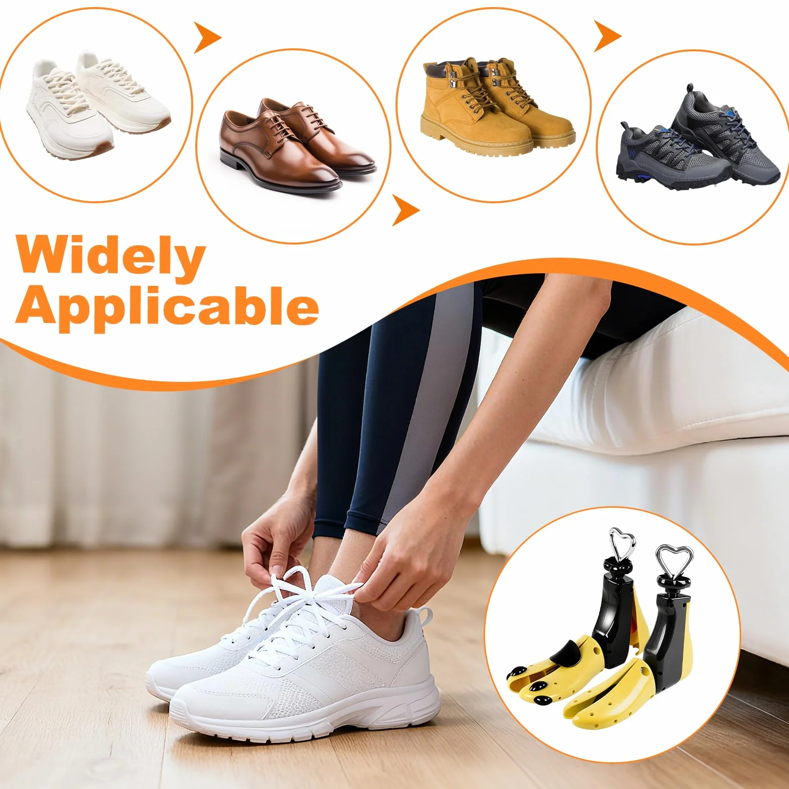 2 unidades de dilatadores de zapatos para hombre y mujer, longitud ajustable y anchura, separador de zapatos para zapatos ajustados, botas, zapatos de senderismo, botas y zapatillas, ancho