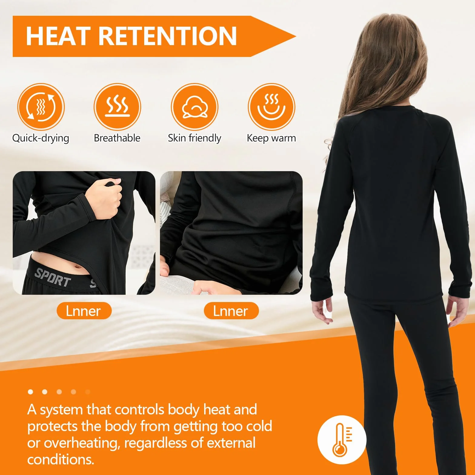 Homord Ropa Termica Niño y Niña, Conjuntos Ropa Interior Térmica Invierno Futbol - Transpirable Manga Larga Camiseta Termica y Pantalon,Termica Ropa Interior para esquí