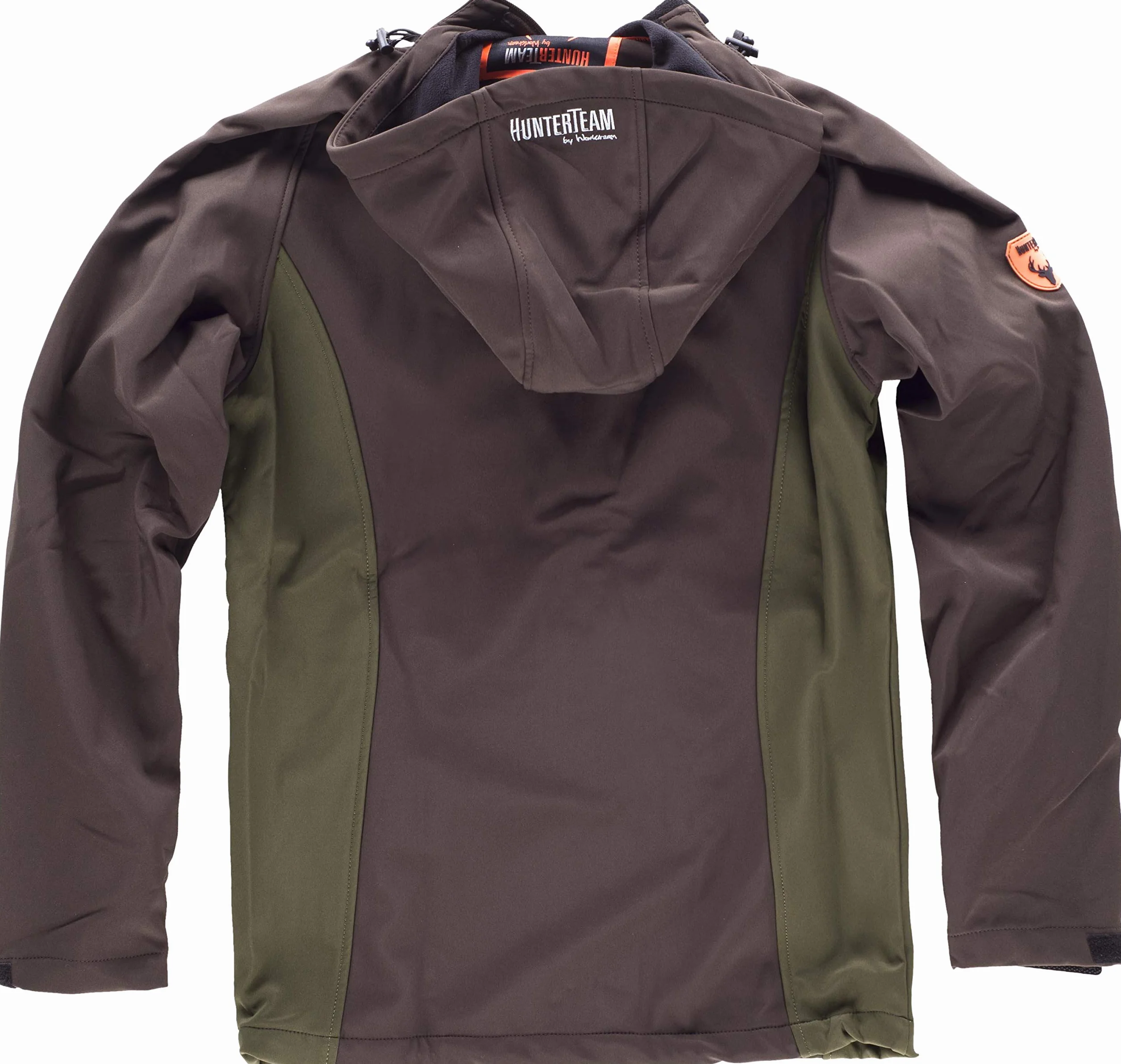 Work Team Cazadora workshell con 2 bolsillos laterales y un bolsillo en pecho, combinada, con capucha. HOMBRE Marron/Verde Caza L
