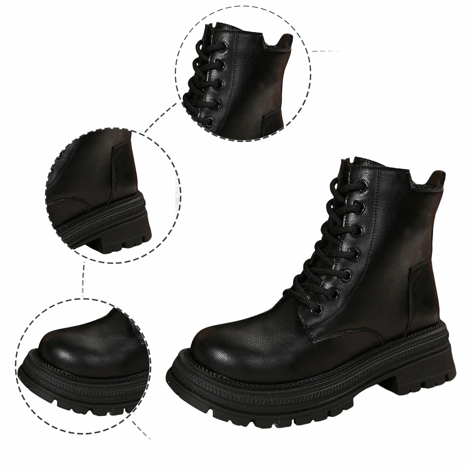 Botas de combate para mujer con cordones, botas de combate, botas de senderismo, con cremallera, tacón de bloque, tácticas, militares, de invierno, plataforma, zapatos de seguridad