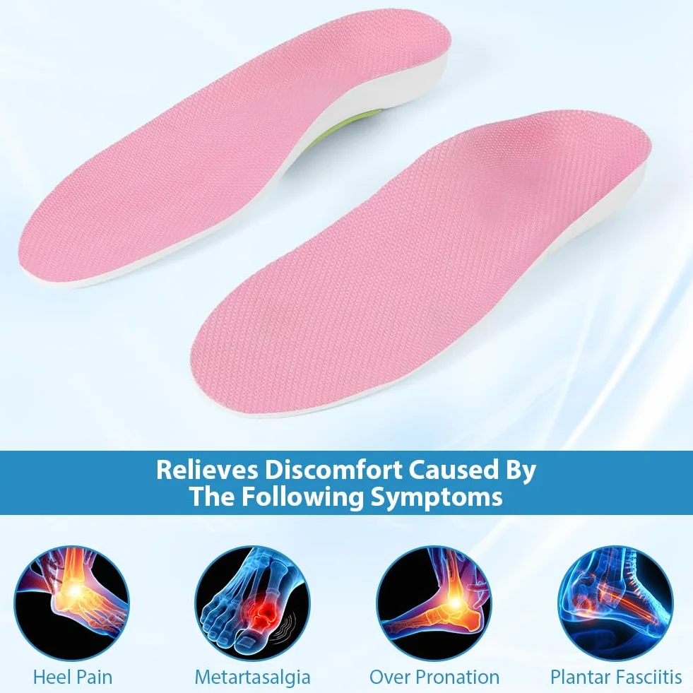OSDUE Plantillas Ortopédicas, Plantillas Para Soporte del Arco Alivio Eficaz de Fascitis Plantar, Espolón Calcáneo, Juanetes, Pies Planos, Dolor De Pies, Para Hombres y Mujeres (Rosa, 37-38)
