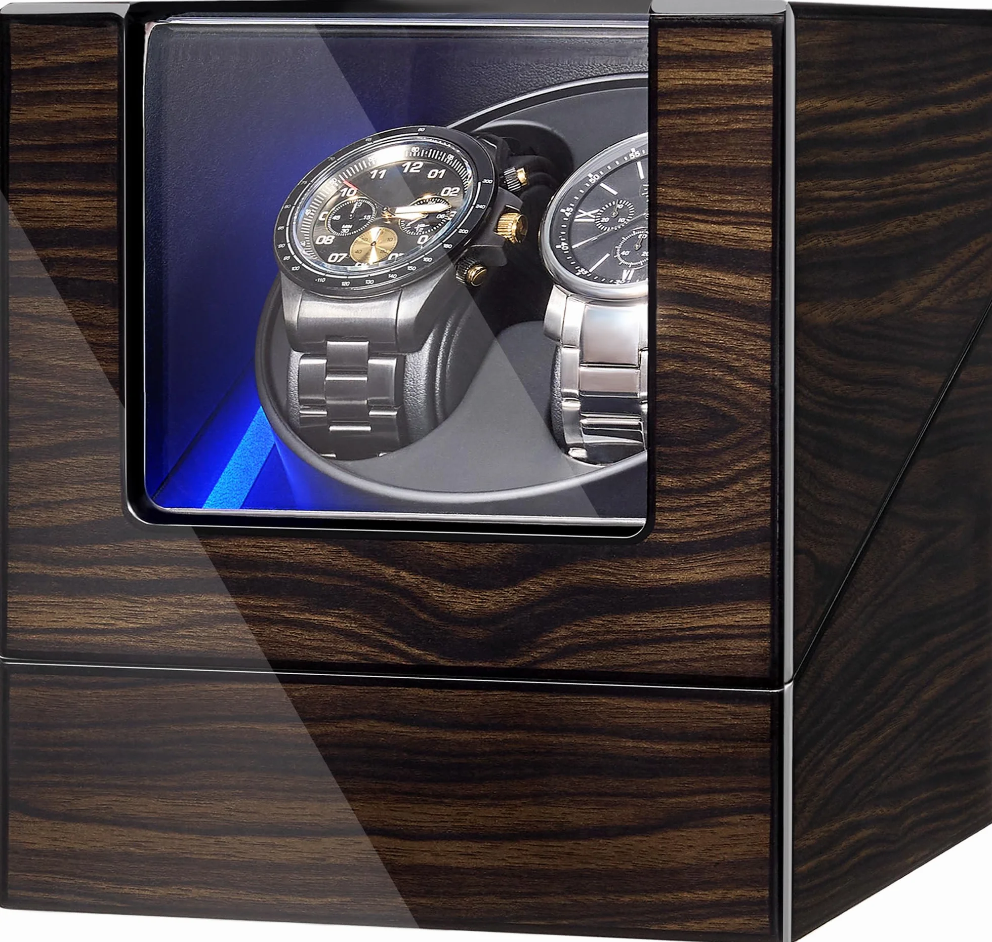 ANWBROAD Cajas Giratorias Para Relojes Automáticos, Nueva Caja Giratoria Para Relojes Automáticos con Acabado Lacado Piano, Caja Giratoria con 4 Modos de Rotación, Motor Silencioso, JWW001E