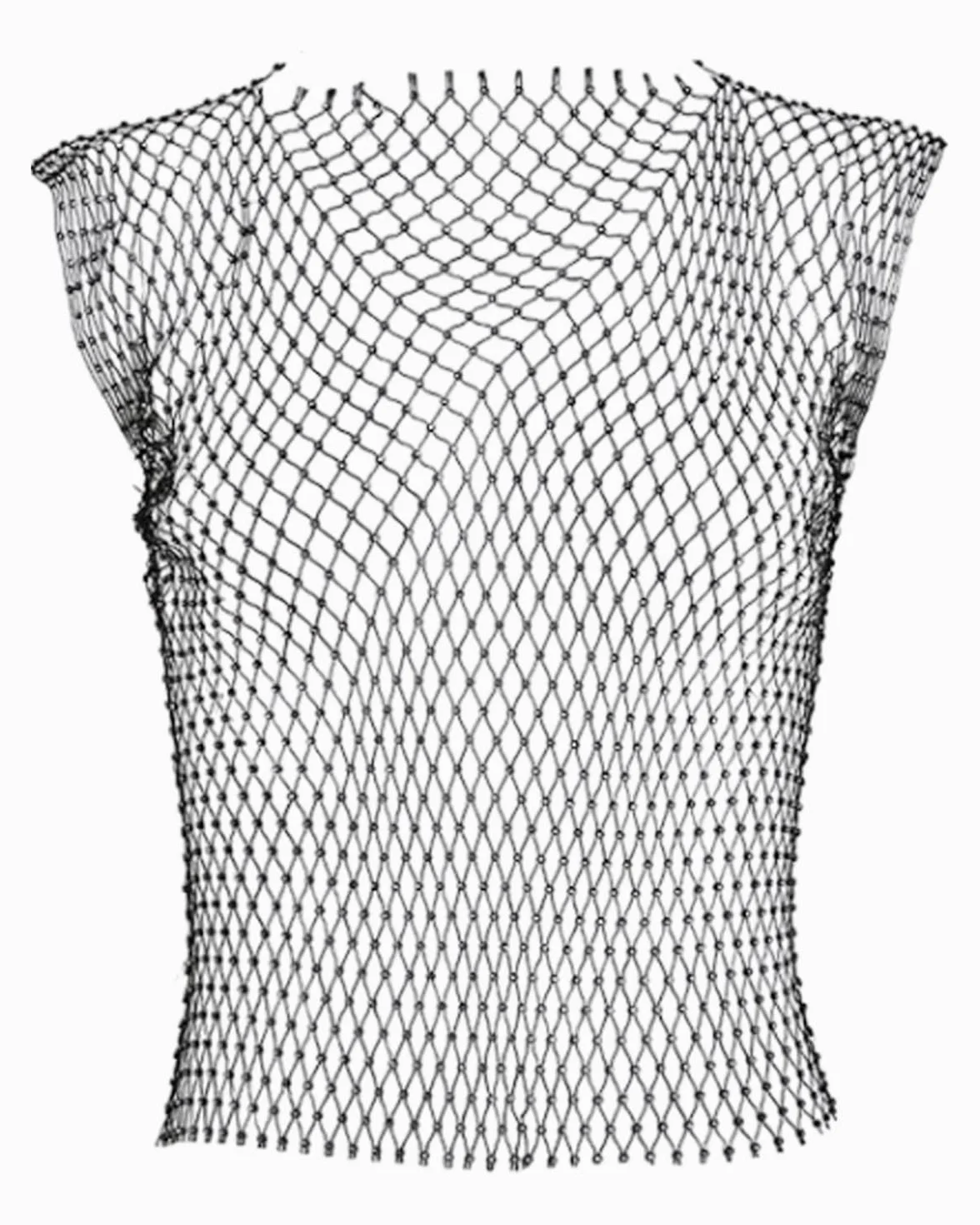 1 pieza de malla de diamantes de imitación Sheer Top, Sparkling Mesh Hollow Out Fishnet Vest Festive Fancy Dress Dance Party Rave Costume para mujeres y niñas