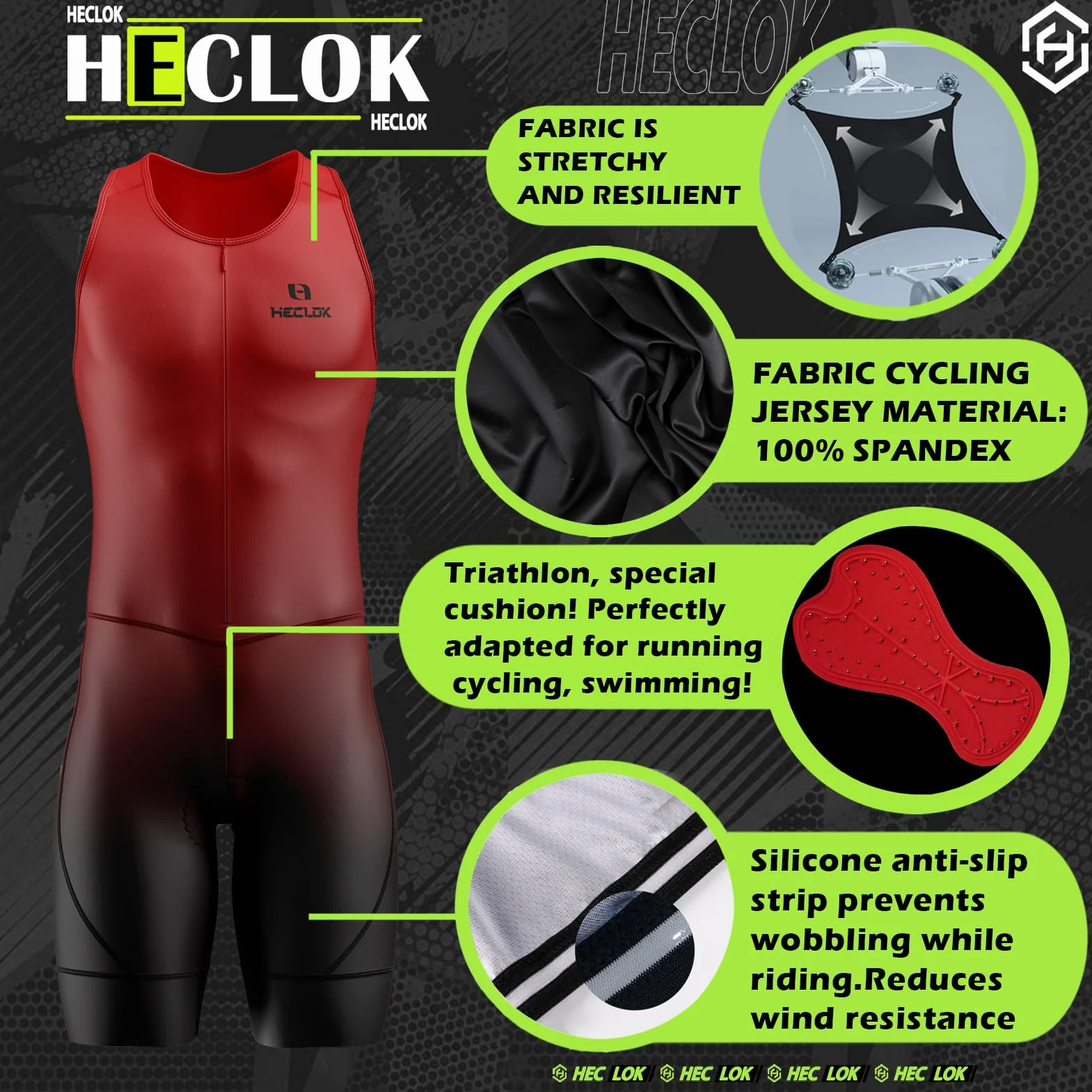 Traje triatlón de Manga Corta para Hombre, Racing Tri Suit de Bicicletas Acolchado, Summer Cycling Skinsuit Triatlón, MTB Mono Bueno para Correr, Andar en Bicicleta, Nadar