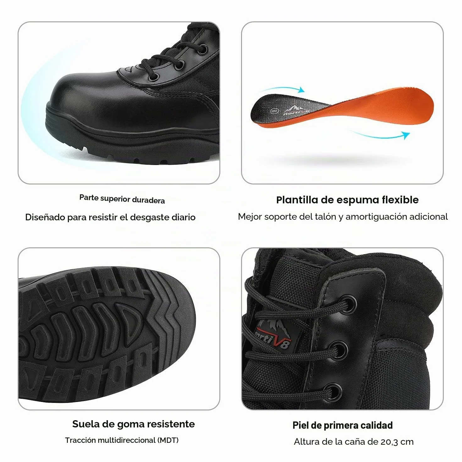 NORTIV 8 Botas de Trabajo Tácticas Militares para Hombre con Cremallera Lateral Botas de Combate de Motocicleta de Horma Ancho