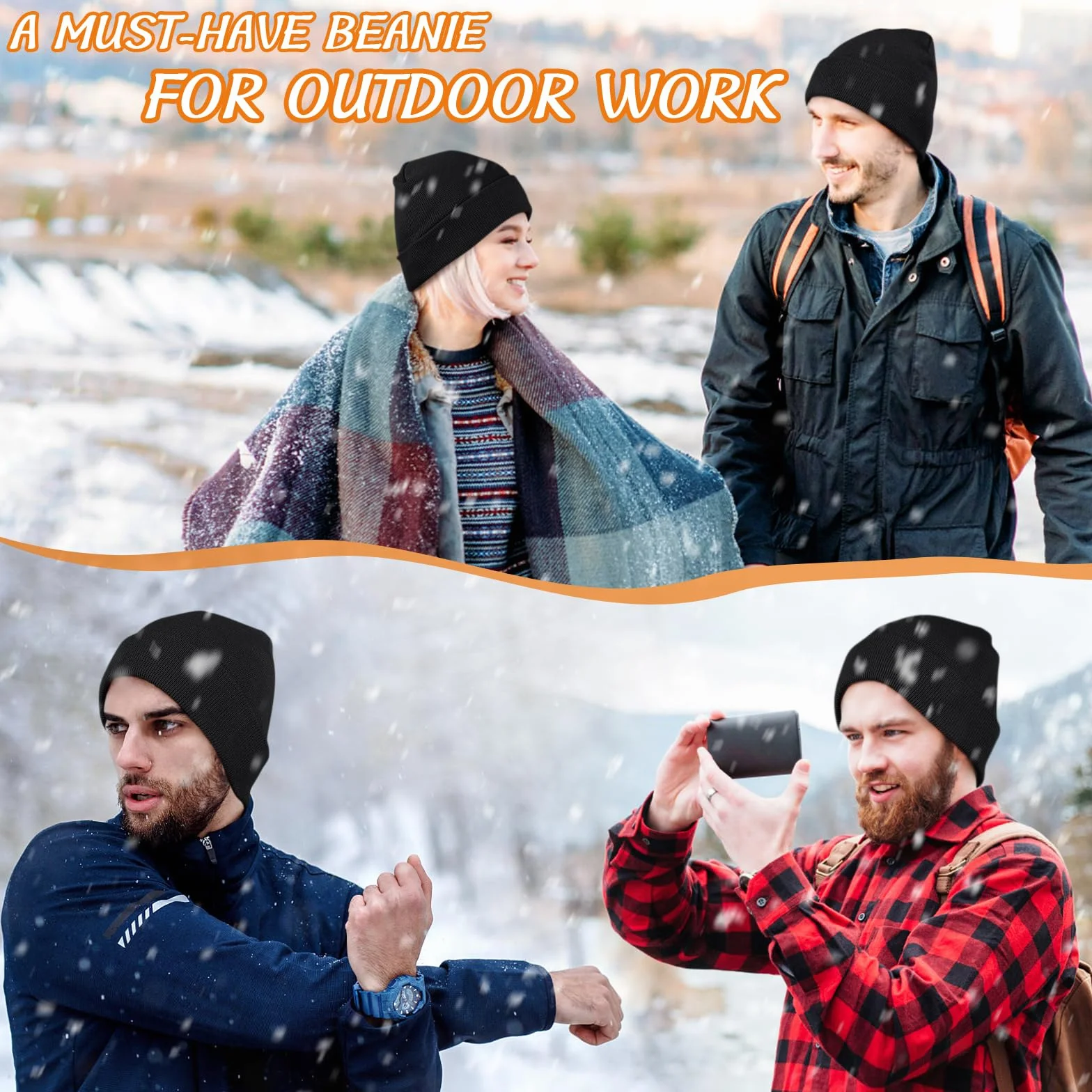 Gorro de Invierno para Hombre y Mujer, Clásico Gorro de Invierno de Punto Elástico Básico