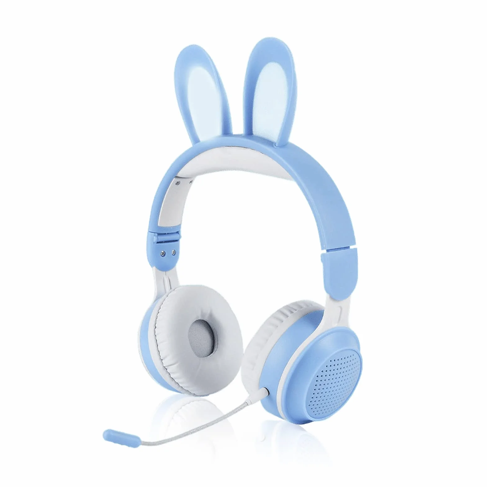 Auriculares para Niños, Auriculares Bluetooth 5.0 con Oreja de Conejo, Auriculares Inalámbricos Plegables con Luz LED sobre la Oreja, Soporte TF/AUX, Regalos para Niños, Niños Pequeños,(Azul)