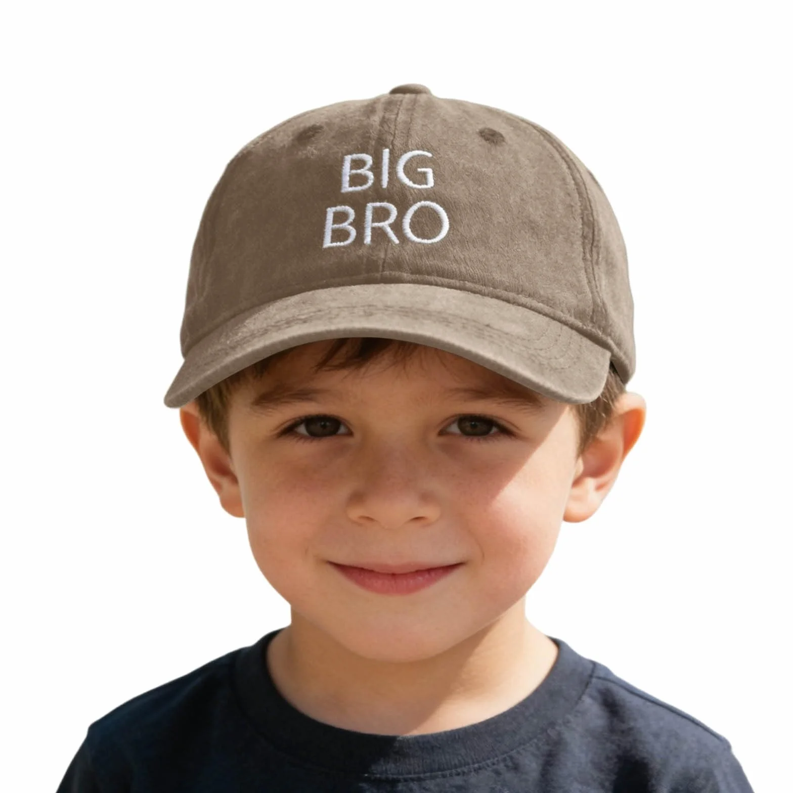 Gorra de béisbol para niños con bordado, gorro lavado oscuro con texto Big Bro, gorra ligera y transpirable para niños y niñas