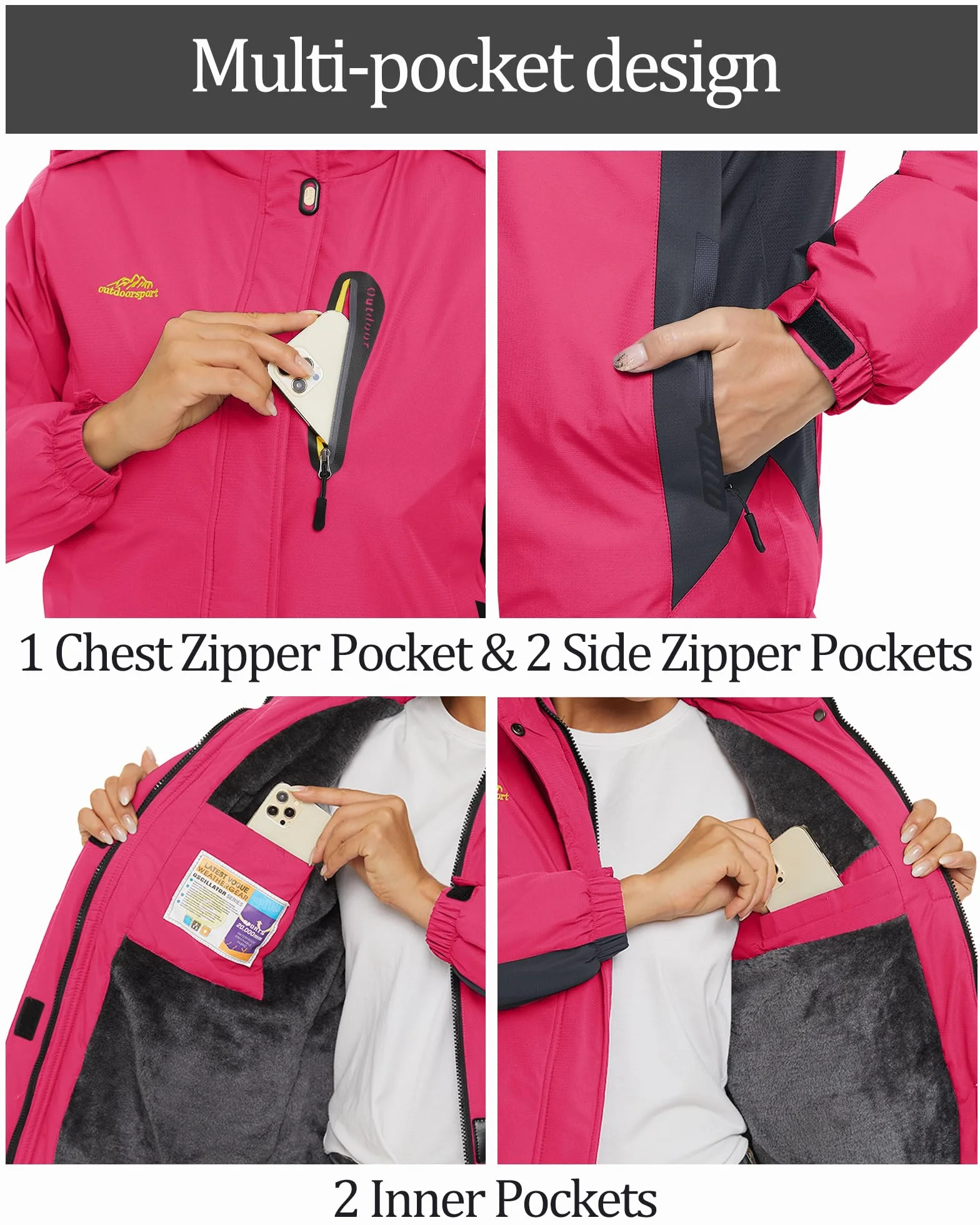TACVASEN Chaqueta de Esquí para Mujer Chaqueta Impermeable para Senderismo al Aire Libre Chaquetas Polares de Invierno Softshell
