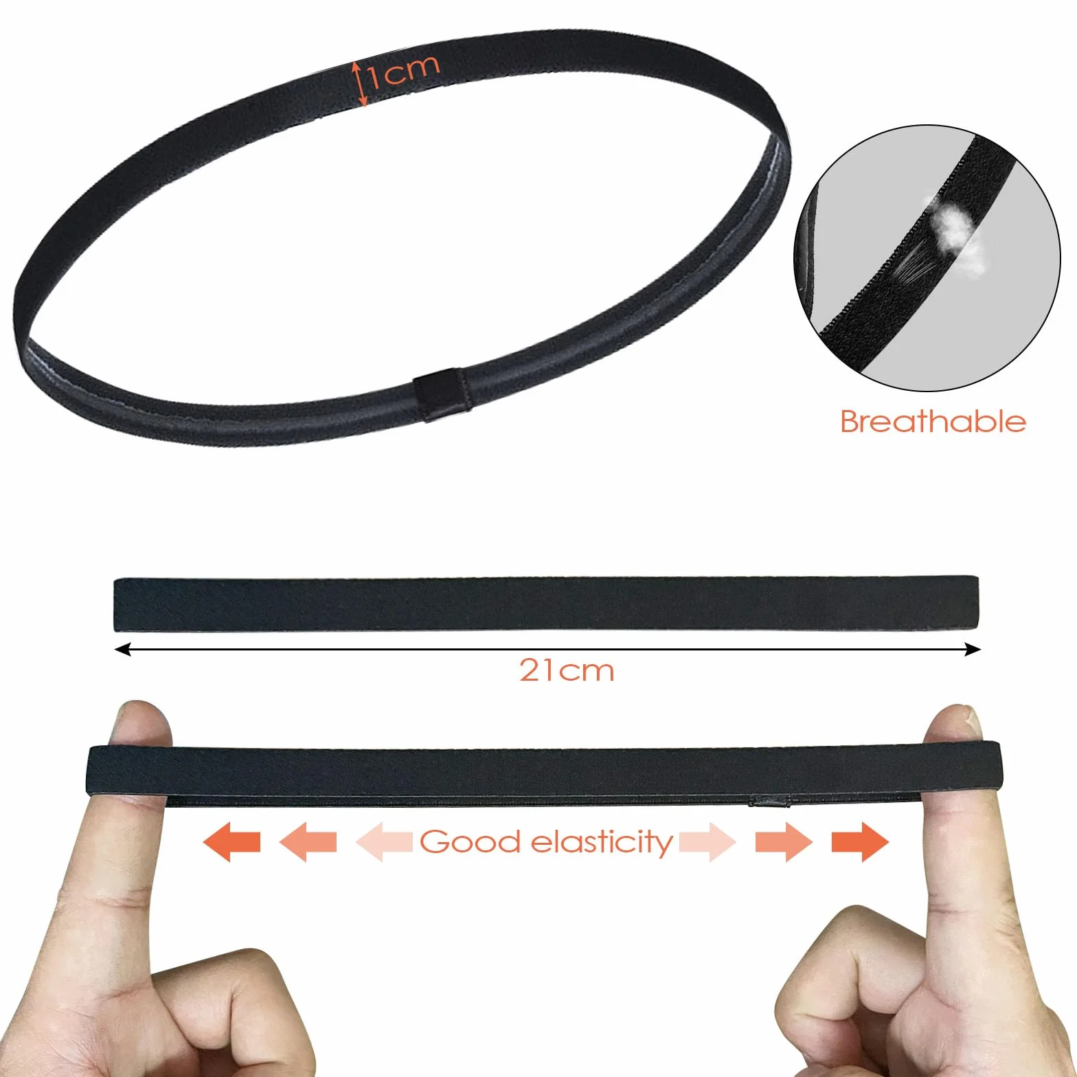 Chiluxendo 10 Piezas Cinta Pelo Deporte, Diadema Deportiva Elásticas Antideslizante, Diademas Deportivas, Cintas Headbands Banda, Bandas Hombre Mujer, para Yoga, Fitness, Correr, Ciclismo(Negro)