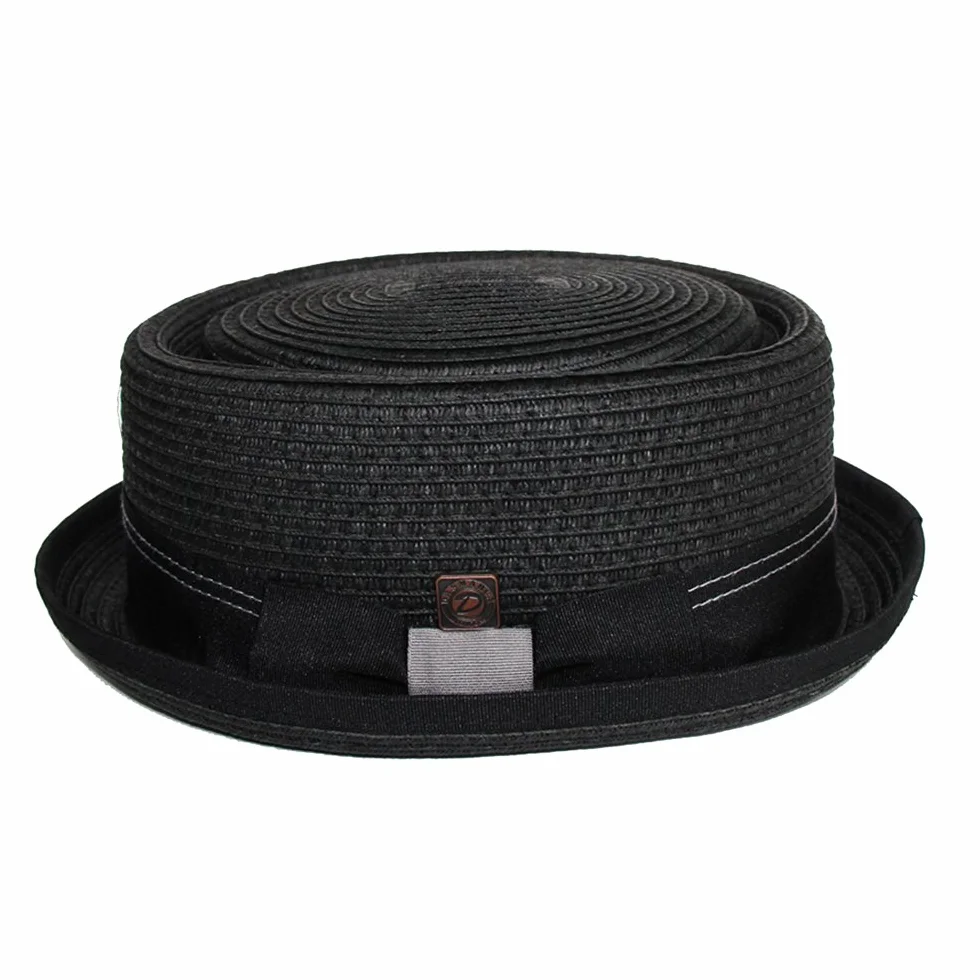 DASMARCA Rico Trenzado Verano Papel Paja Telescopio Corona Porkpie Retro Sombrero