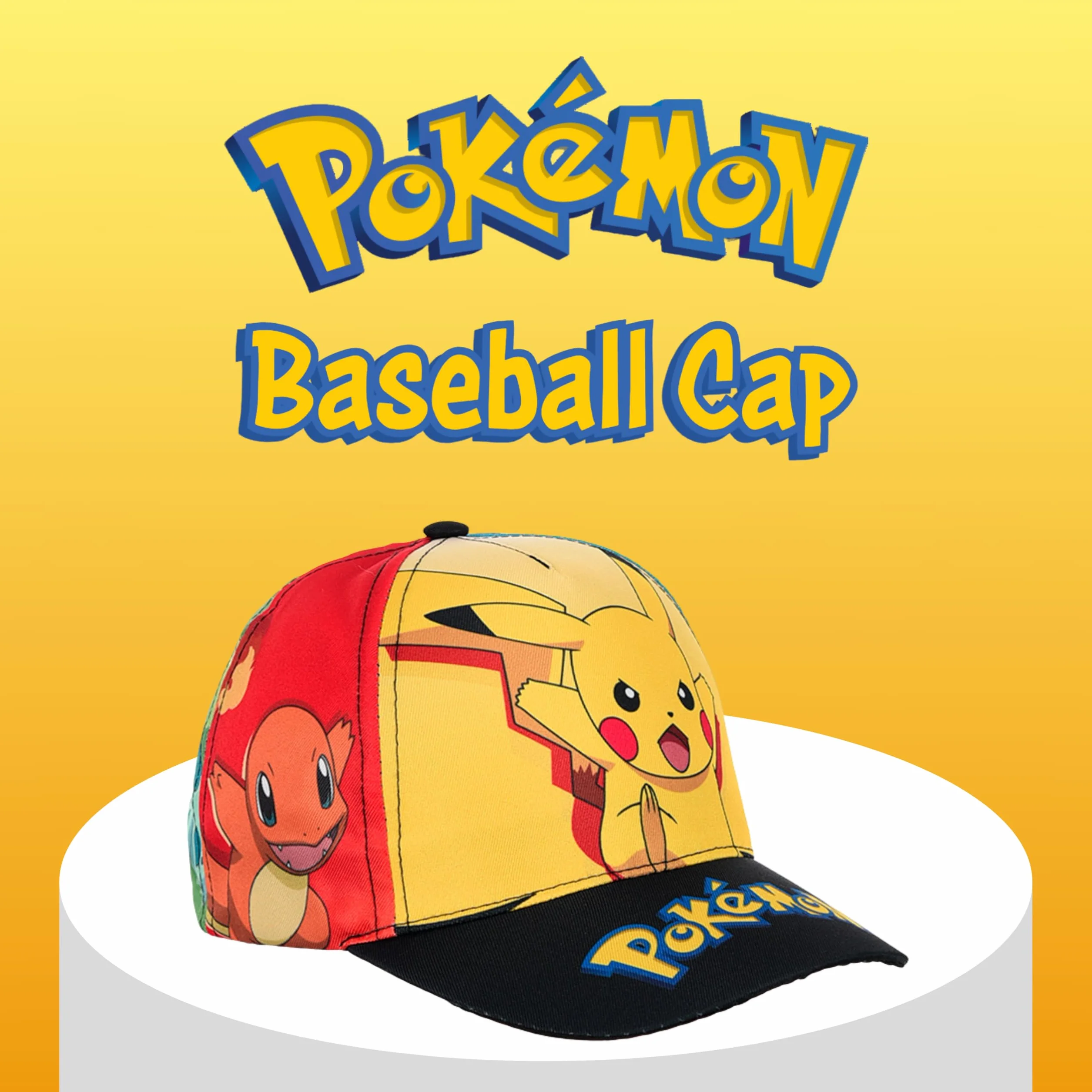 Pokémon Gorro para Niños, Gorra de Beisbol Pikachu Bulbasaur Squirtle Charmander Eevee Gorra de Verano Infantil