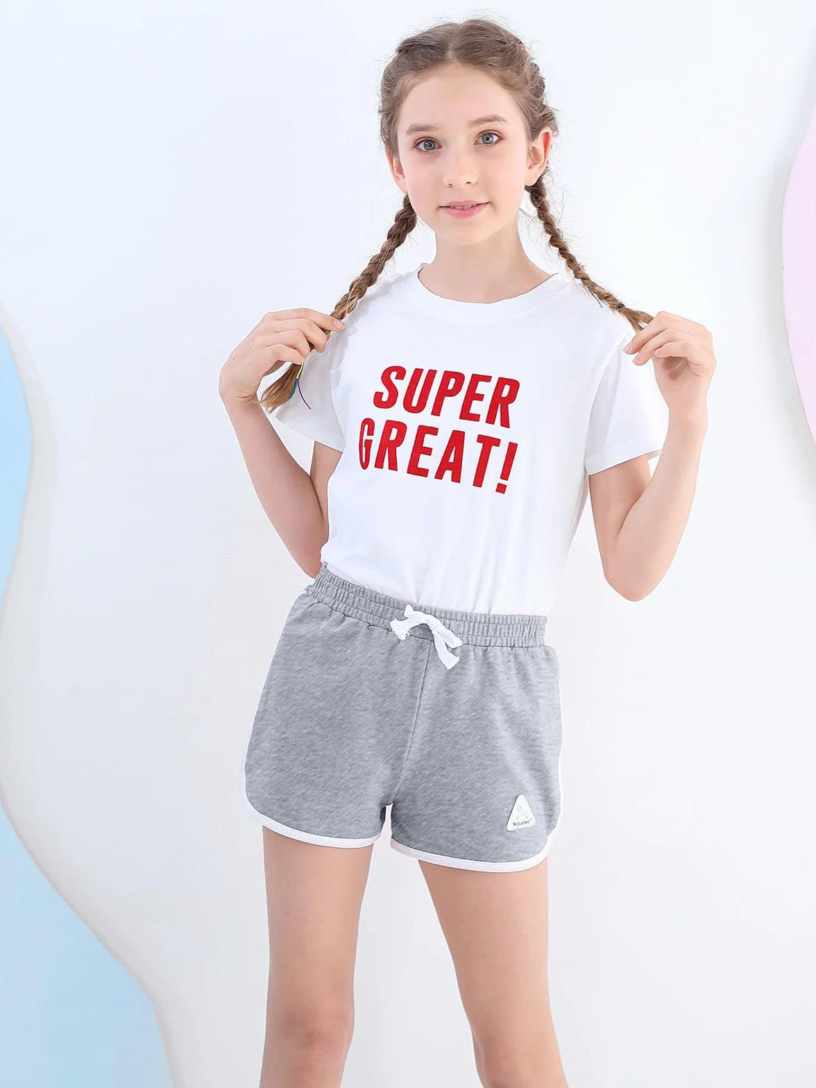 Rolanko Pantalones Cortos Niñas, Verano Algodón Deportivos Pantalón para Niños para Baile y Corree, 3 Packs