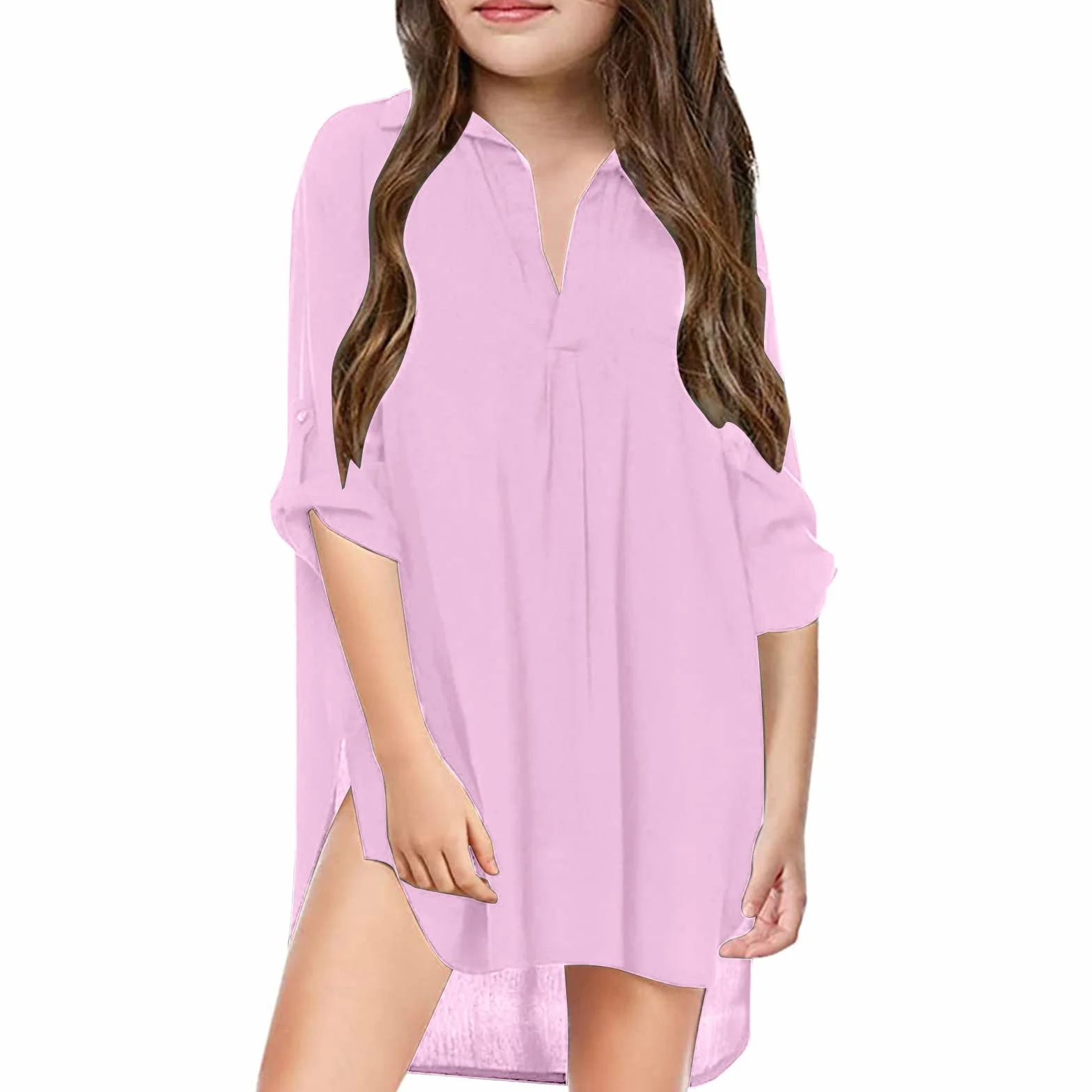Niñas Negro 146 Traje de Baño para Niñas Niñas Traje de Baño para Niñas Cubierta de Playa para Niñas Camiseta de Gasa Bikini Traje de Baño Traje de Baño Vestido de Playa Minifalda de Punto