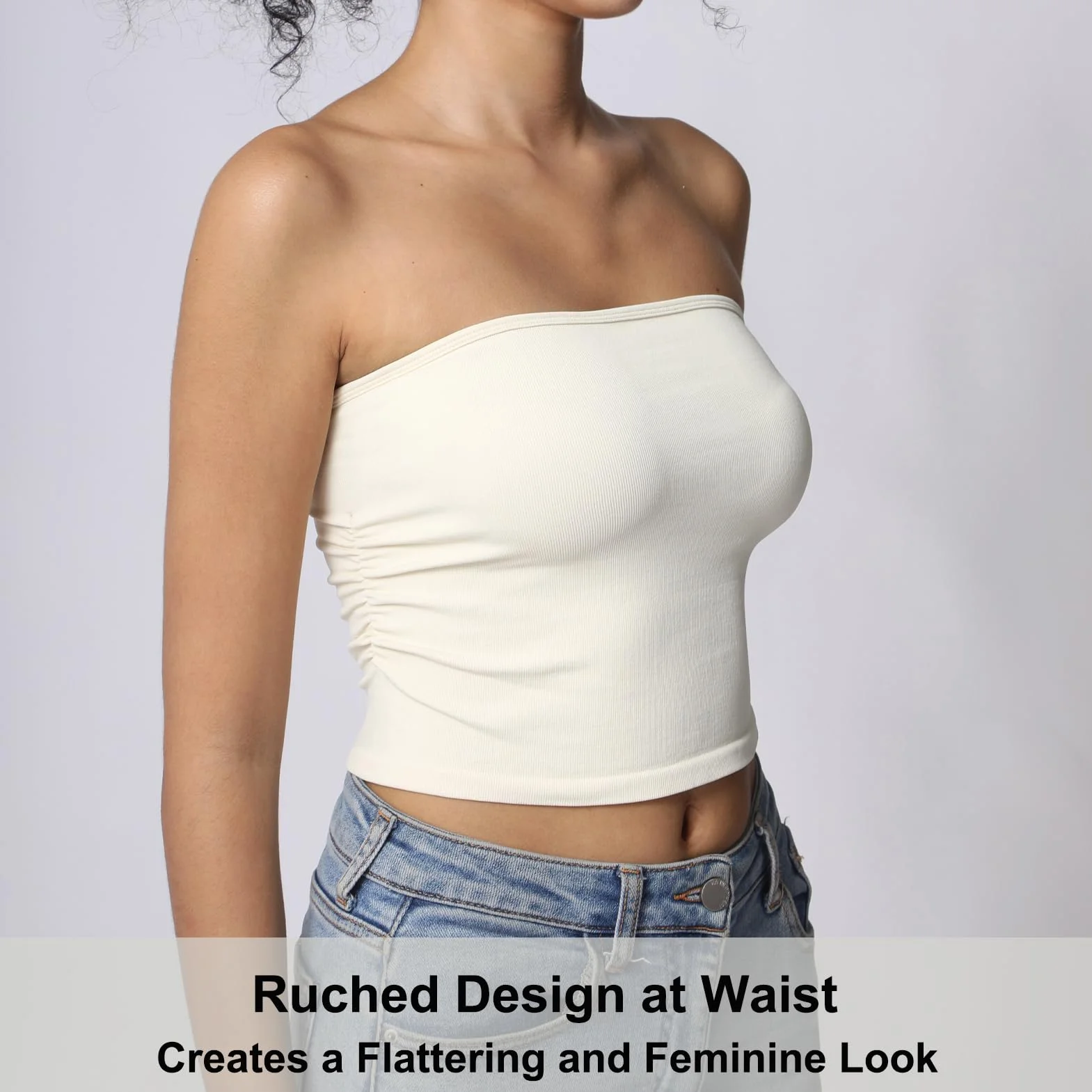 Camiseta de Tubo para Mujer, sin Tirantes, Bandeau, sin Mangas, básica, sin Espalda, para Verano, para Salir