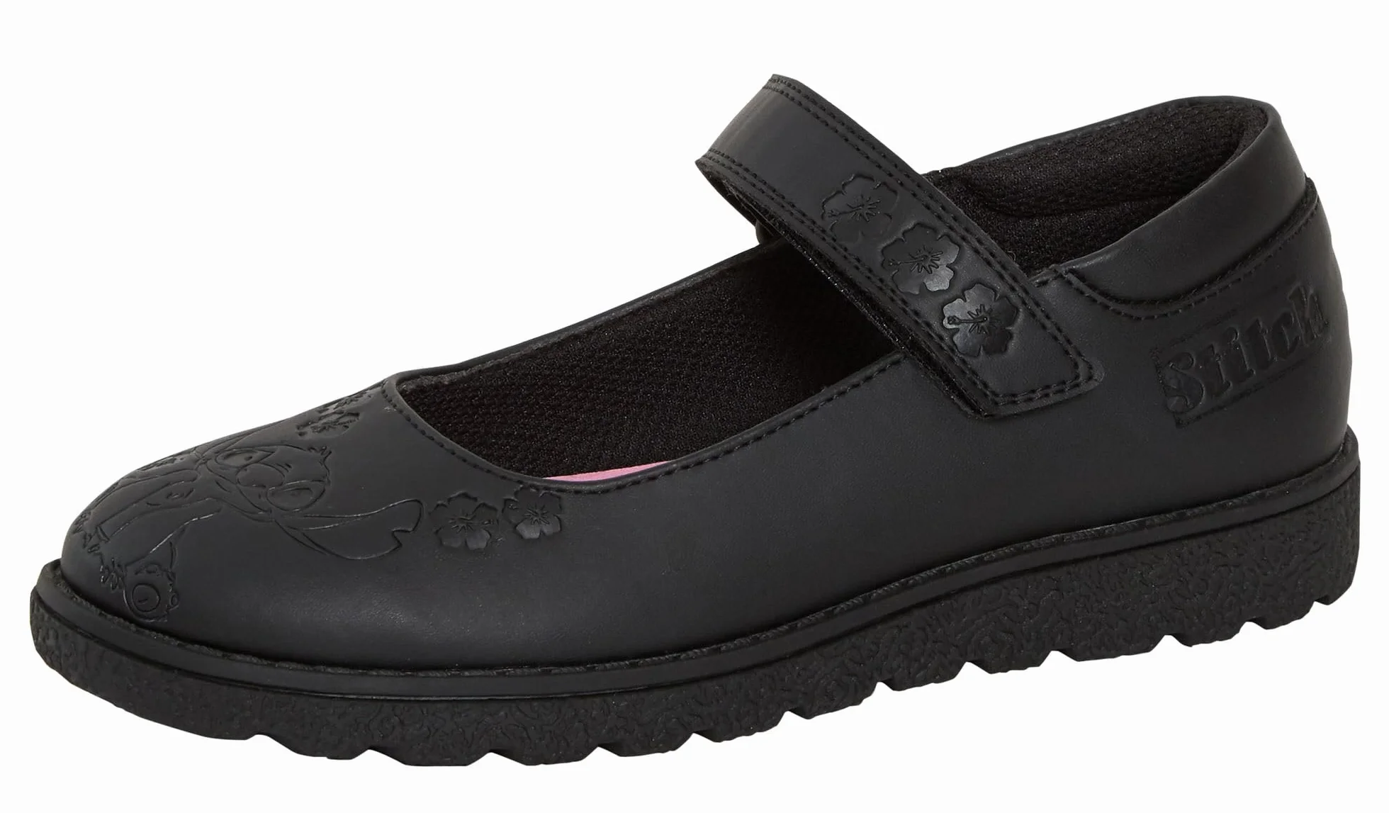 Disney Zapatos Escolares para niñas Stitch, Zapatos Mocasines Negros con Suela Resistente y fácil de Sujetar