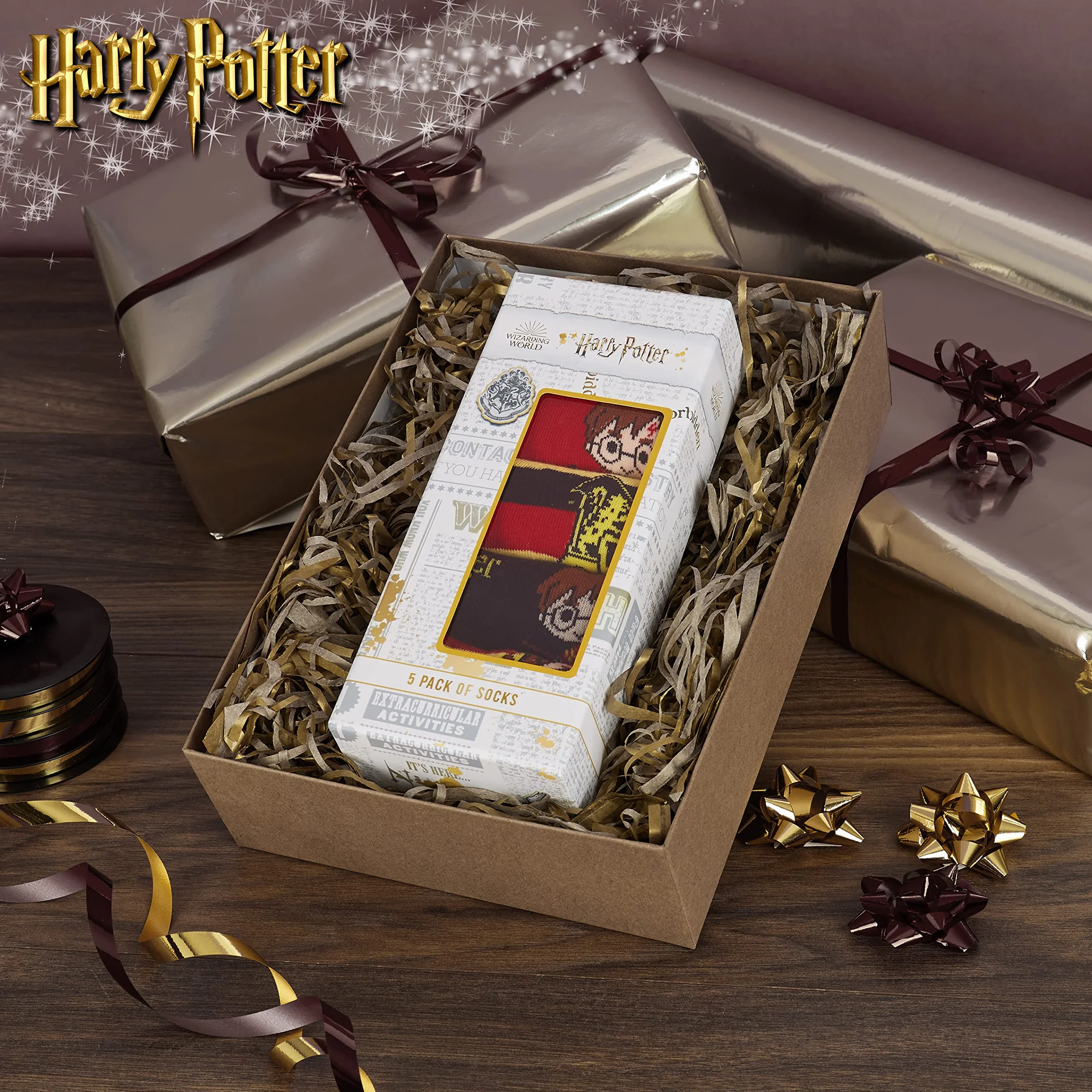 Harry Potter Calcetines Mujer y Adolescente 35-41, Pack 5 Pares de Calcetines Divertidos Transpirables, Hogwarts Ideas de Regalos