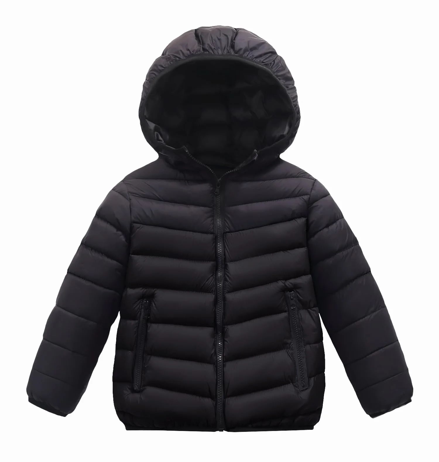 SEAUR Niño Chaqueta Ligera de Invierno Cómodo Chaqueta Acolchada con Capucha Niño Abrigo con Cremallera Cálido Negro 11-12 años