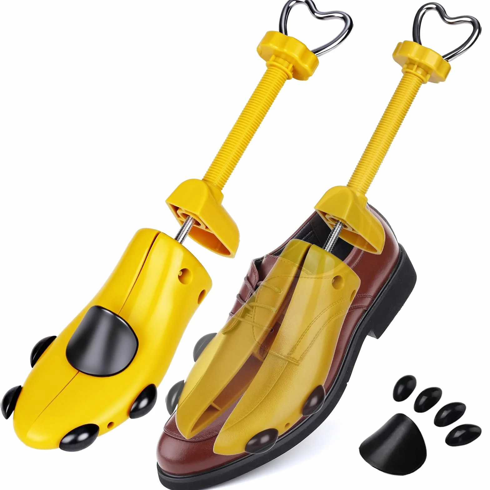 1 par de hormas de zapatos ajustables, expansores de zapatos para hombre y mujer, ancho para zapatos demasiado ajustados, zapatos nuevos, zapatillas de piel, amarillo, talla única EU40-47