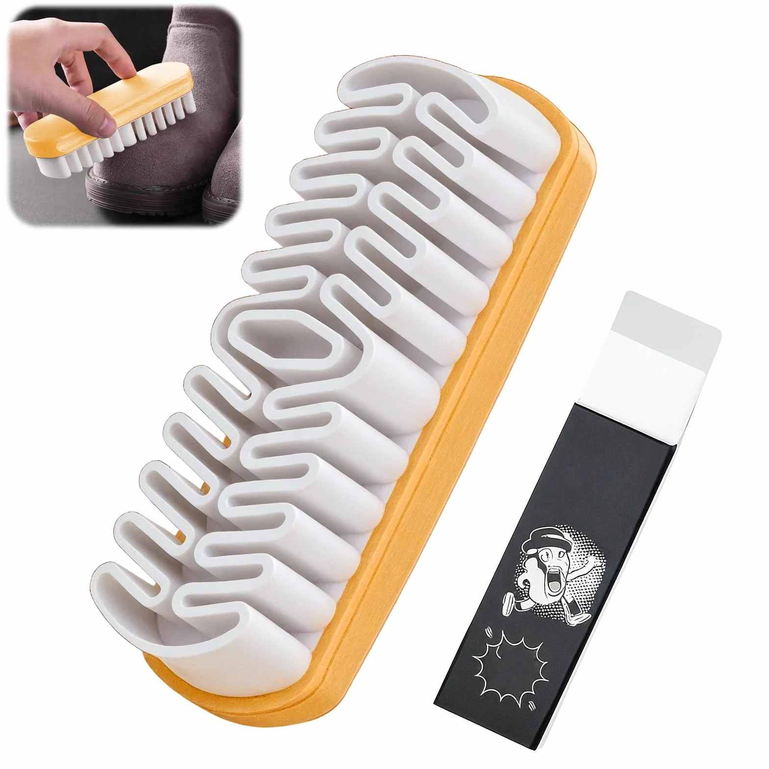 Suede Cleaner Cepillo Ante Zapatos, Juego de 2 Cepillo para Zapatos de Ante con Borrador de Limpieza, Cepillo para Limpiar Zapatos de Ante para Limpieza Protegiendo Todos los Cueros, Ante, Gamuza.