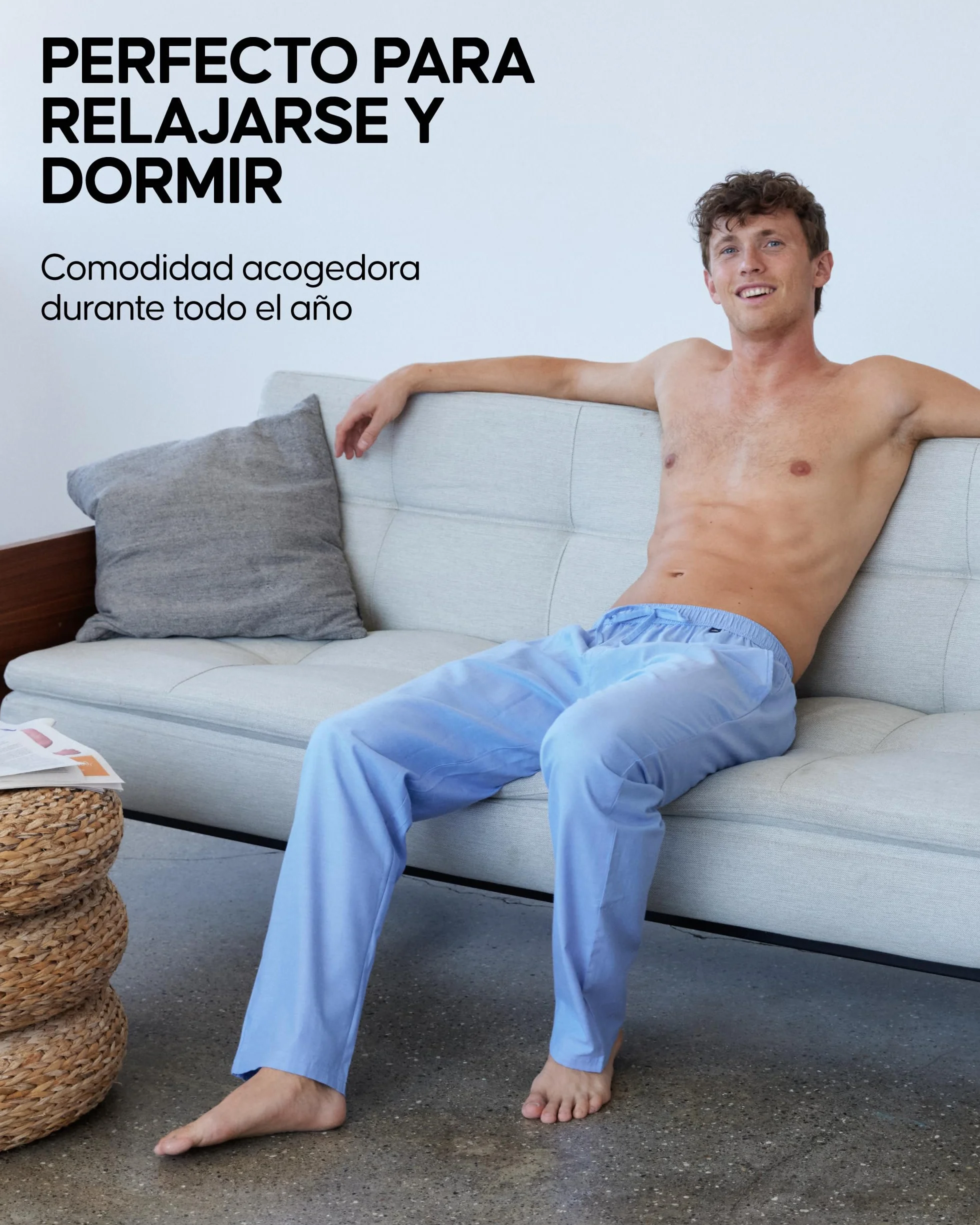 DANISH ENDURANCE Pantalones de Pijama para Hombre, 100% Algodón Orgánico, Forro Suave, con Cordón Ajustable y Ajuste Relajado con Bolsillos