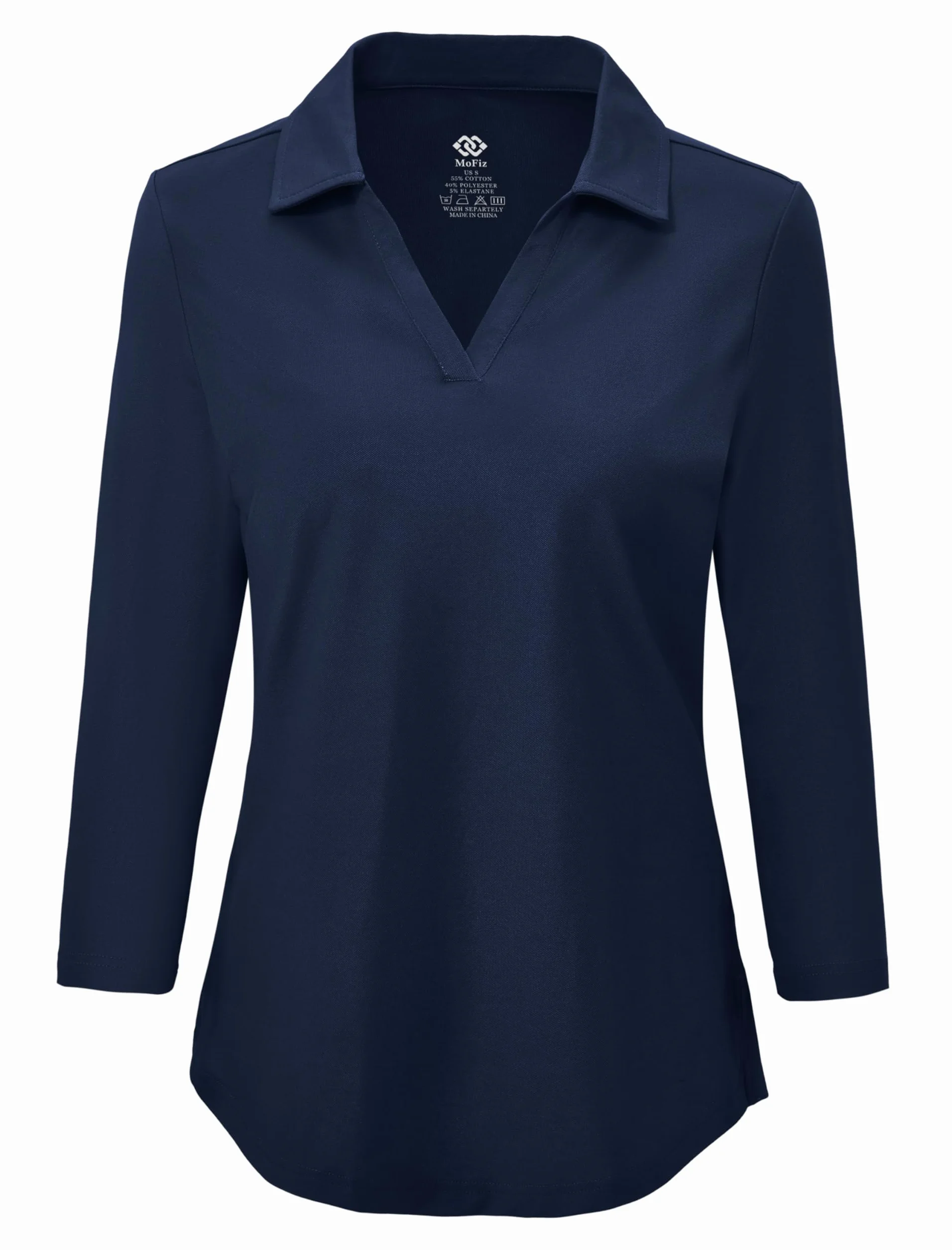 MoFz Polo Manga 3/4 para Mujer Algodón Camiseta Polo de Golf Trabajo Deportivo Casual Top