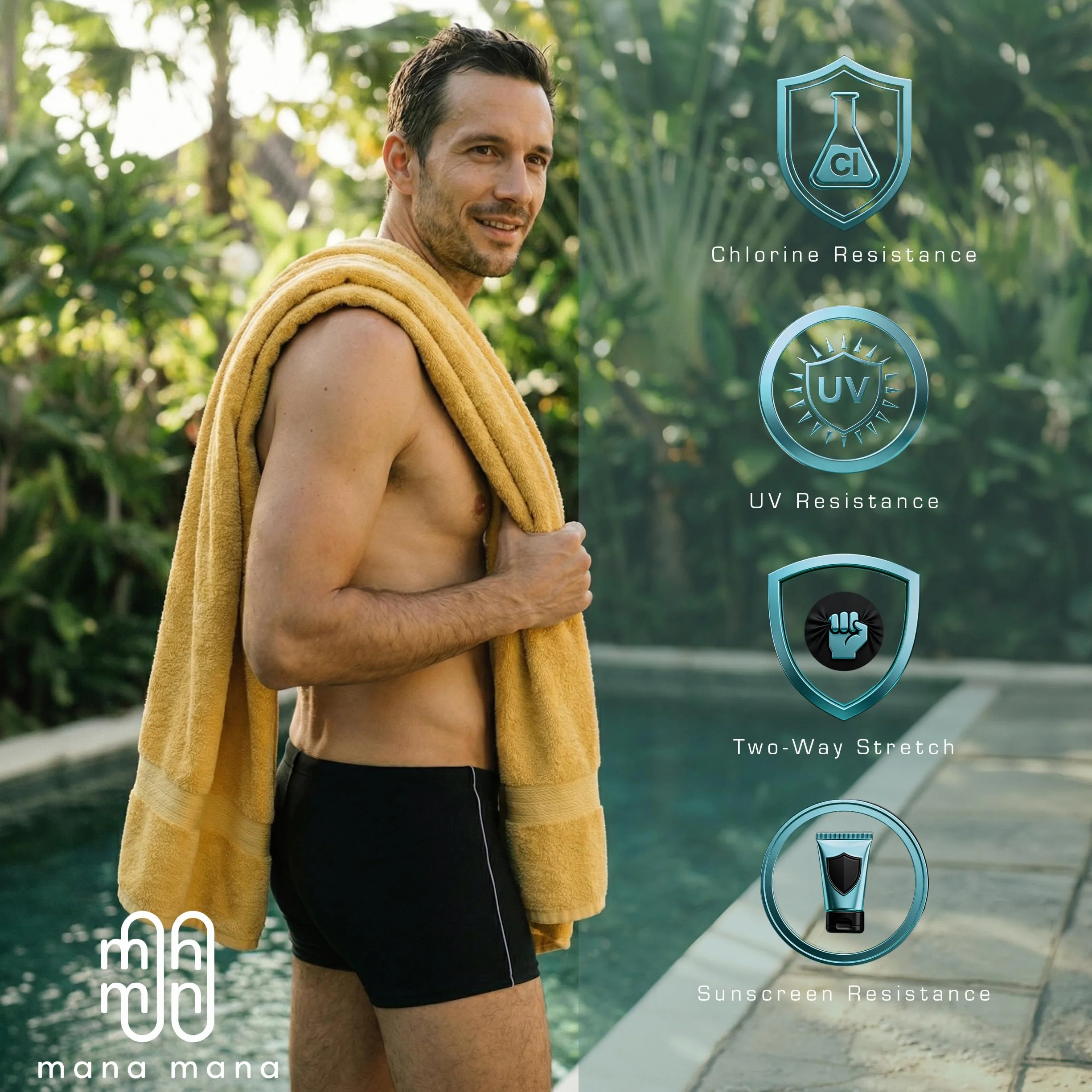 MANA MANA Bañador Hombre Bañador Piscina Hombre Secado Rápido Cintura Elástica con Cordón Ajustable Bañador Hombre para Natación Playa Vacaciones Tallas Grandes