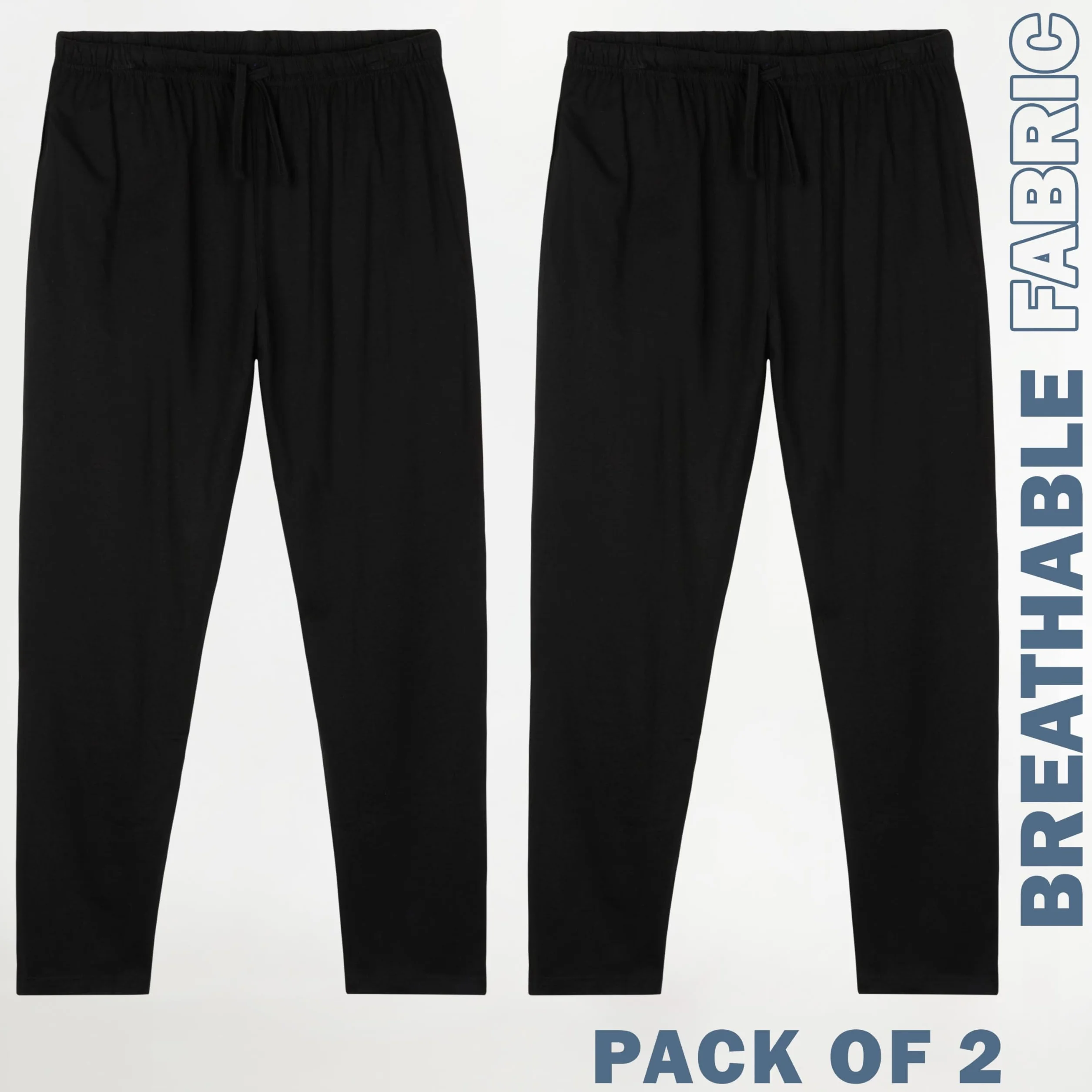 CityComfort Largo Pantalon Pijama con Bolsillos para Hombre, Pack de 2