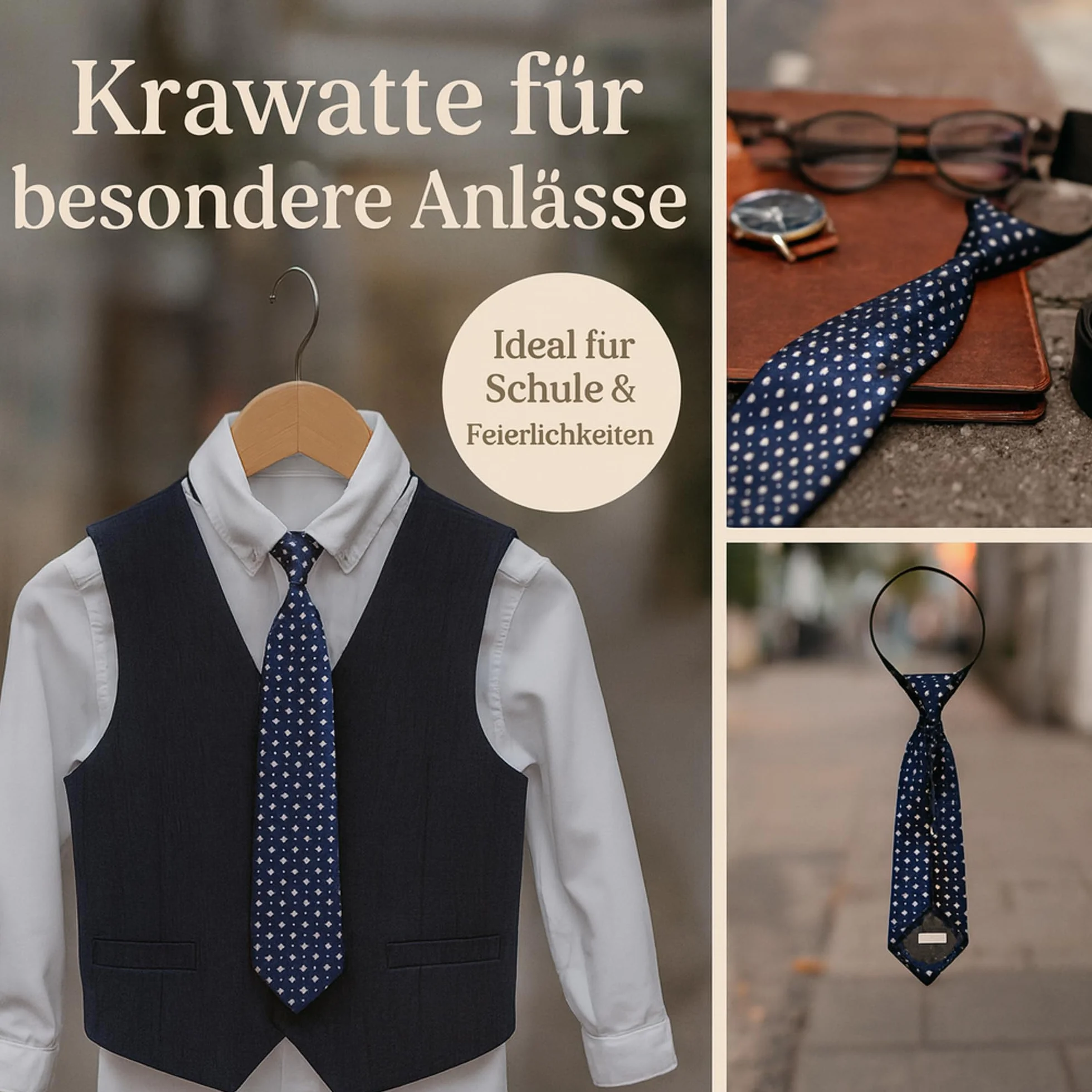 Corbata para niños con banda elástica flexible