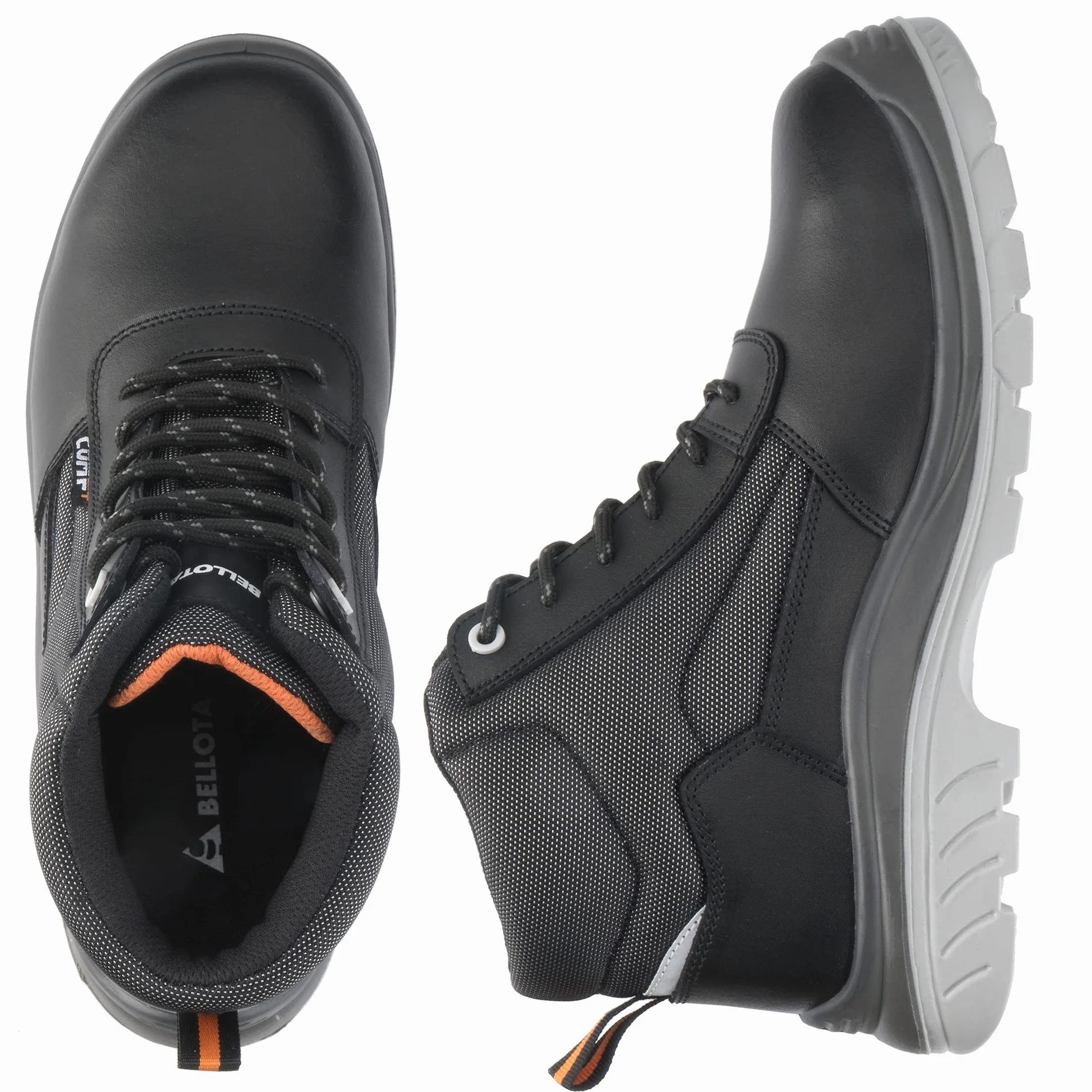 Bellota 72307NJS343 - Bota de Seguridad Comp+ Negra S3 de Hombre y Mujer (Talla 43) de Piel Hidrofugada Lisa, Acolchada y con Zonas Reforzadas Antiabrasión
