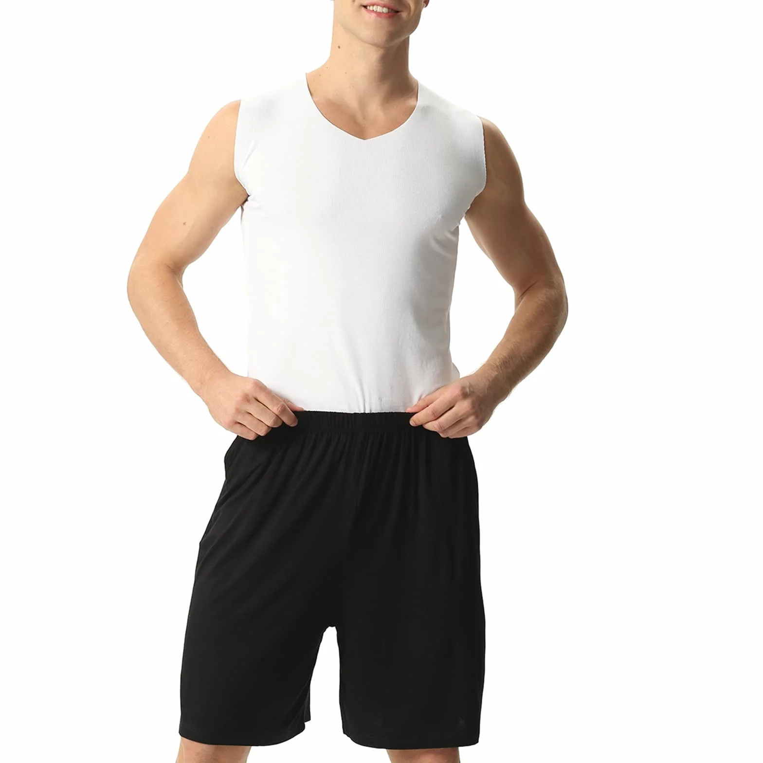 amropi Pantalones Cortos de Pijama para Hombre Cintura Elástica Shorts Deportivos con Bolsillos M-8XL